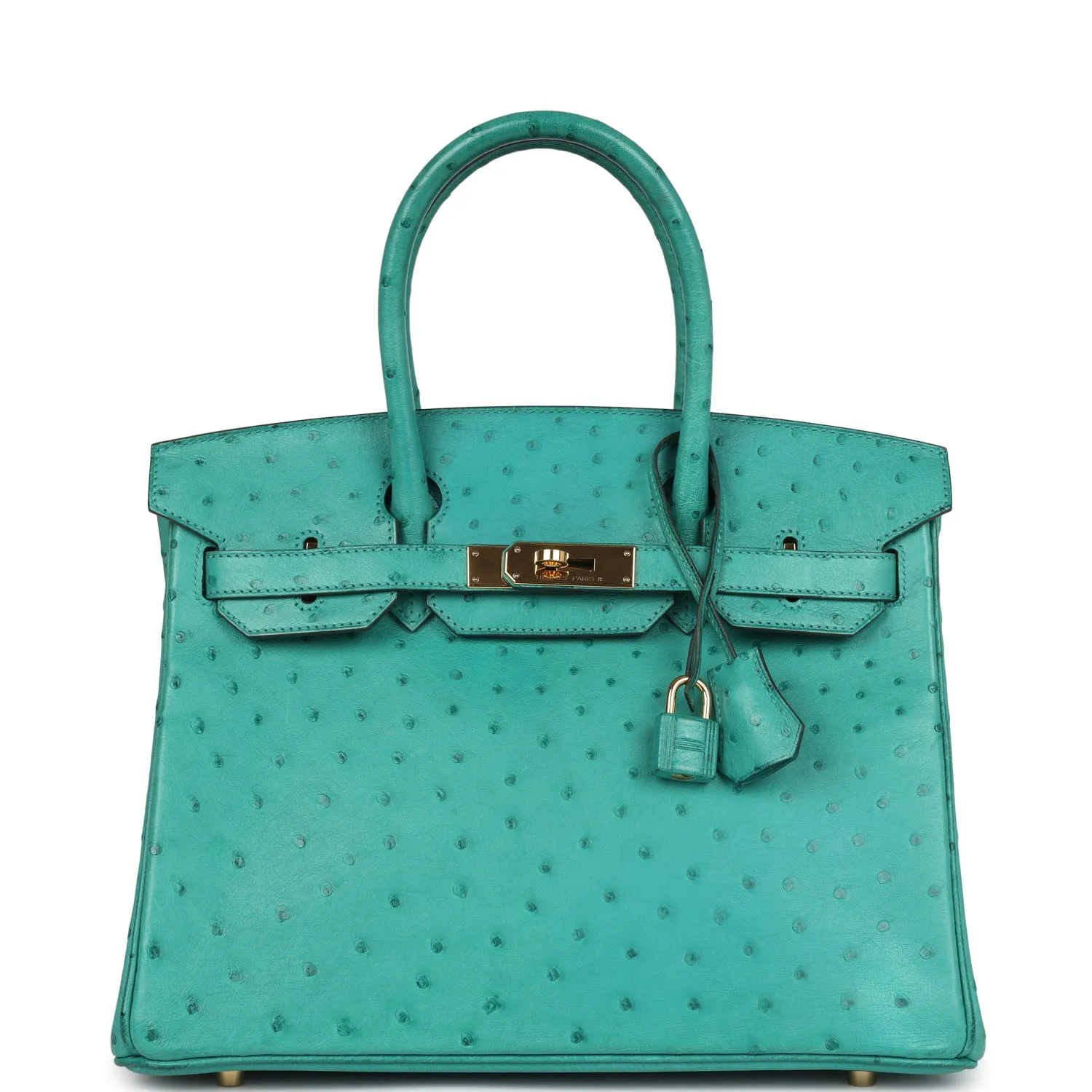 Herm??s Birkin 30 Vert Verone Ostrich Gold Hardware