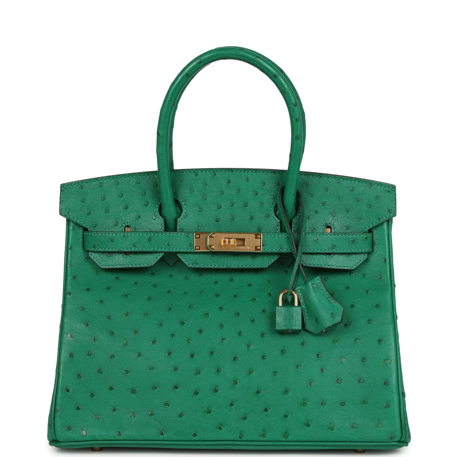 Herm??s Birkin 30 Vert Vertigo Ostrich Gold Hardware