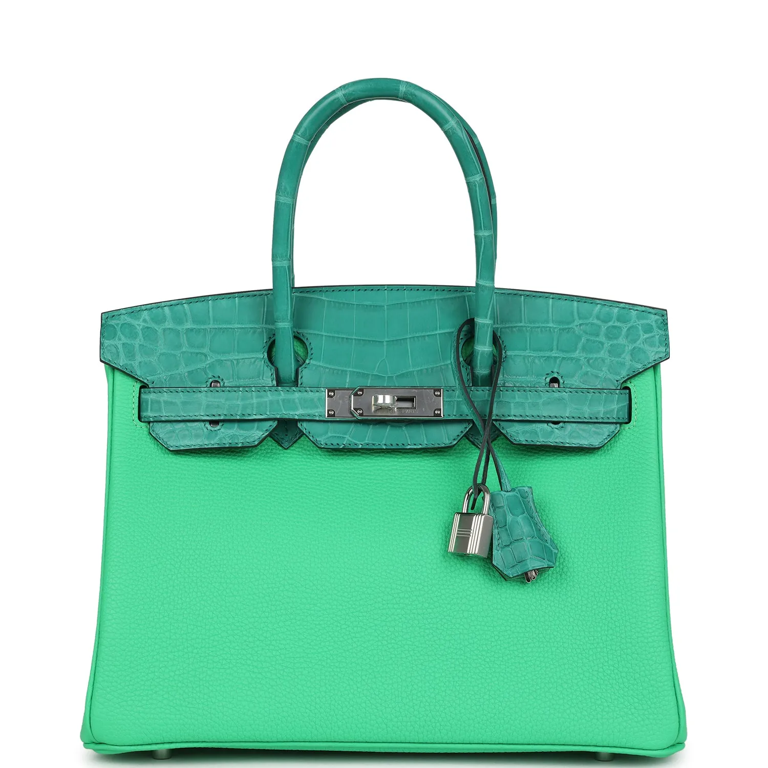 Herm??s Birkin 30 Vert Comics Togo and Vert Jade Niloticus Crocodile Touch Palladium Hardware