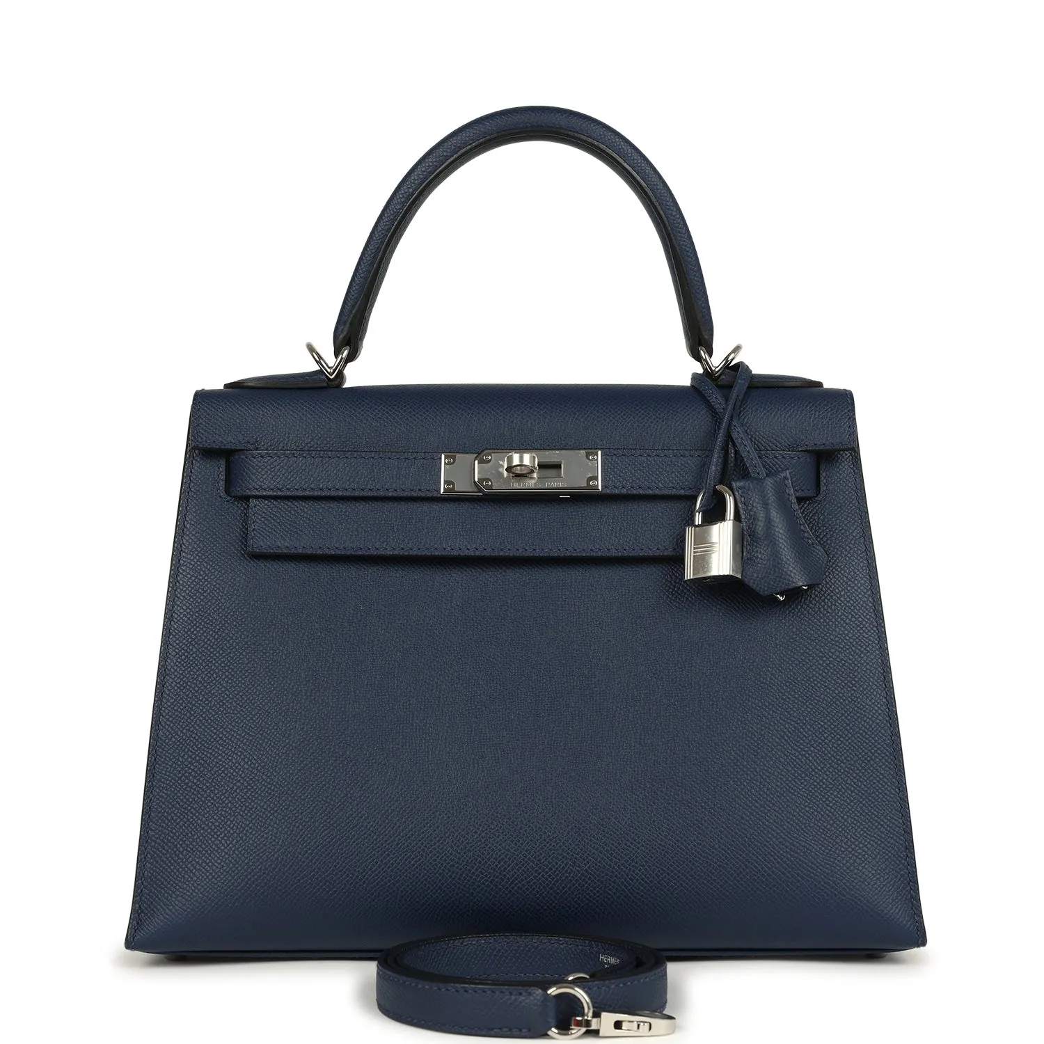 Herm??s Kelly Sellier 28 Bleu Navy Epsom Palladium Hardware