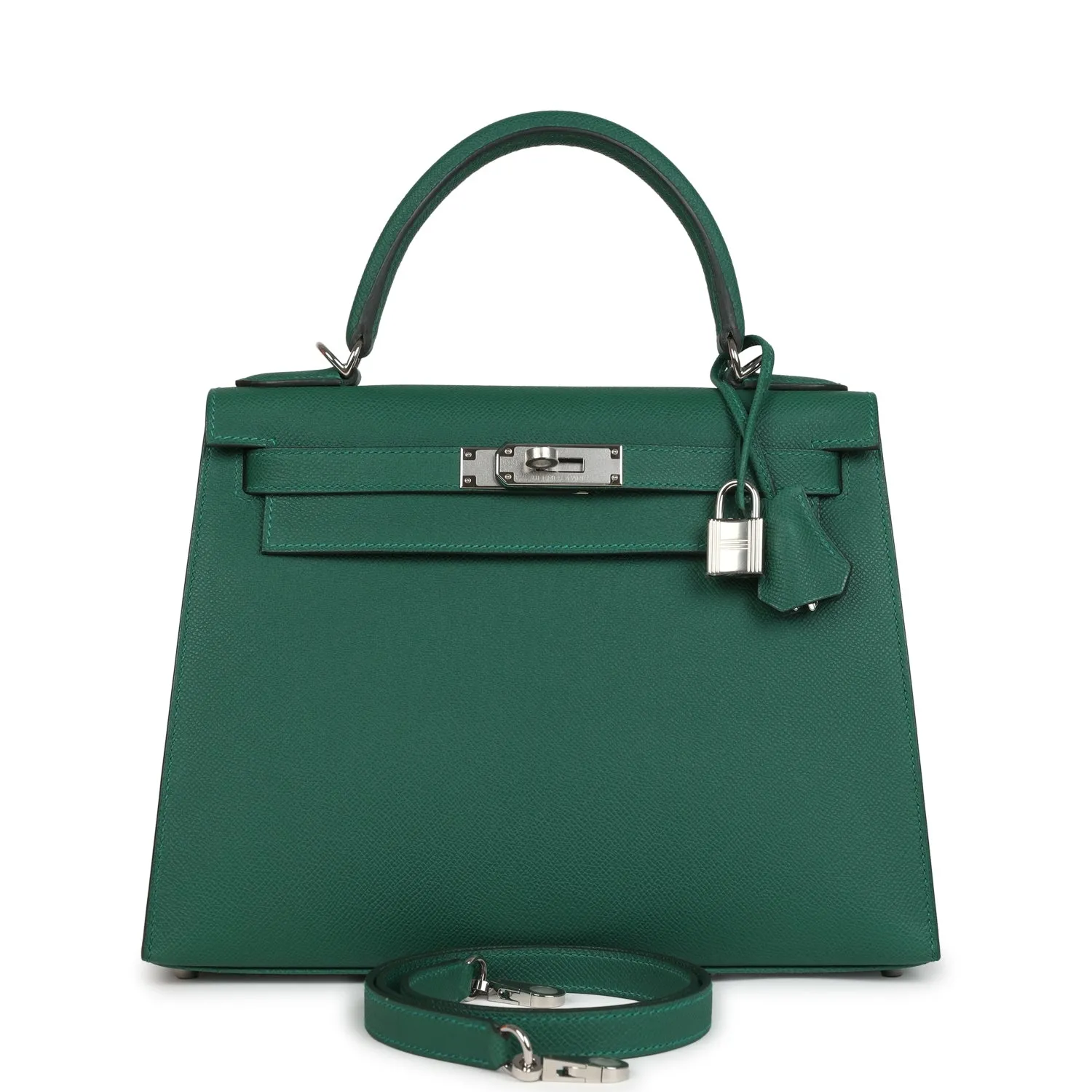Herm??s Kelly Sellier 28 Vert Moyen Epsom Palladium Hardware