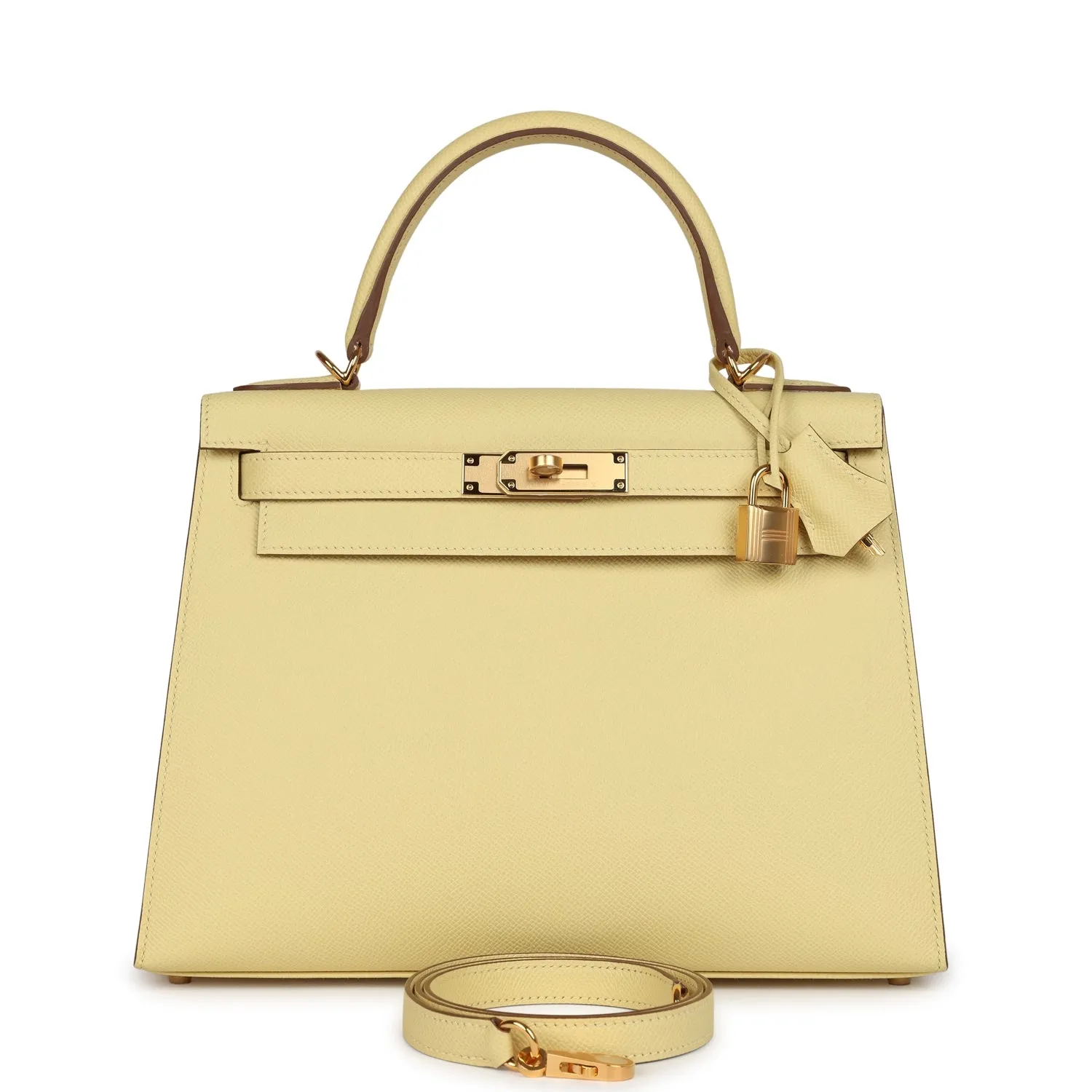 Herm??s Kelly Sellier 28 Jaune Poussin Epsom Gold Hardware