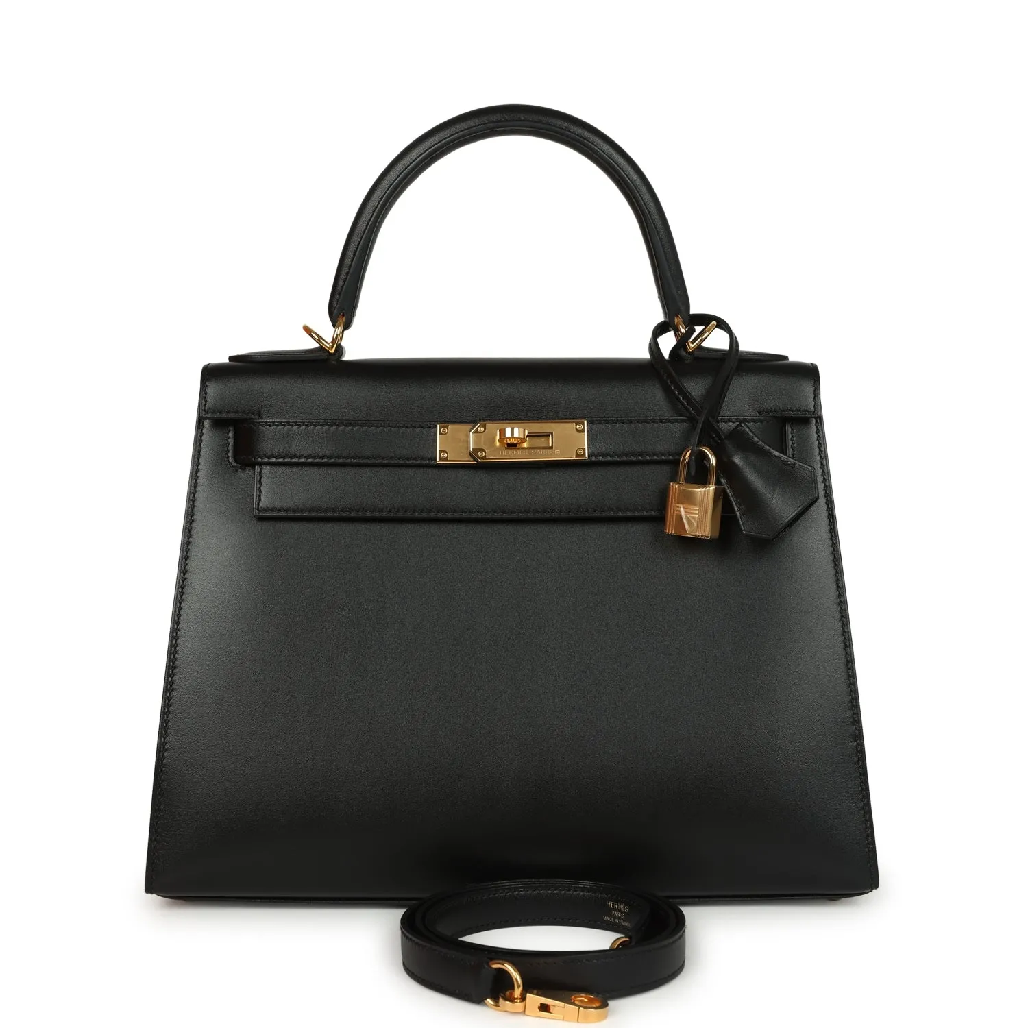 Herm??s Kelly Sellier 28 Black Tadelakt Gold Hardware