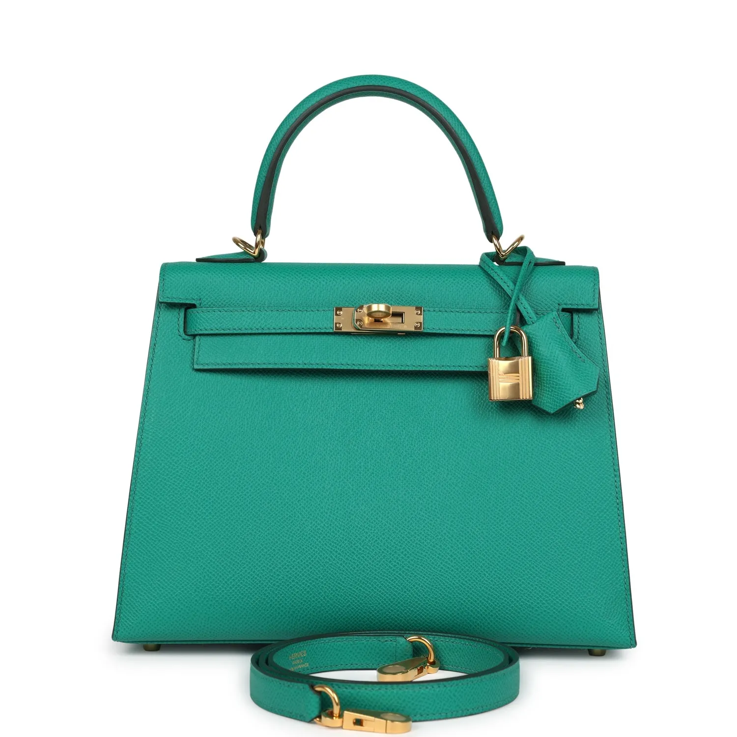 Herm??s Kelly Sellier 25 Vert Jade Epsom Gold Hardware