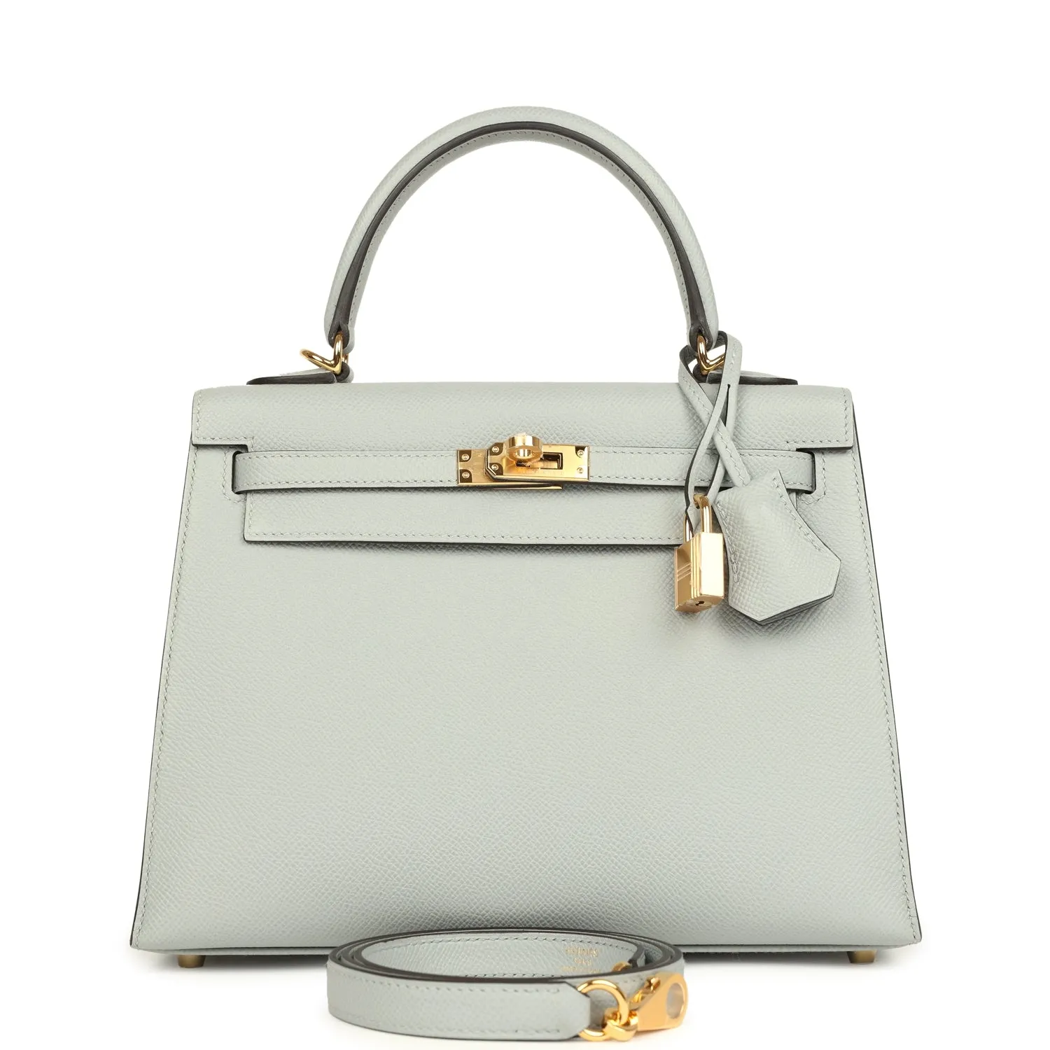 Herm??s Kelly Sellier 25 Bleu Glacier Epsom Gold Hardware
