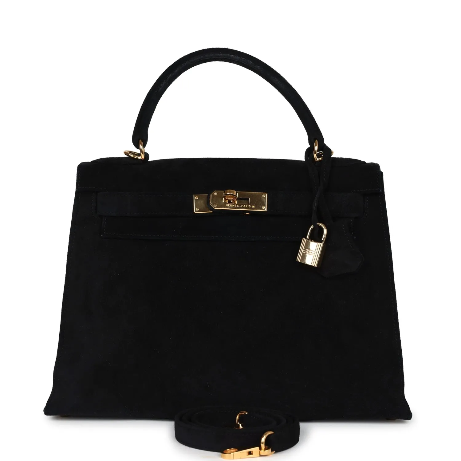Herm??s Kelly Sellier 28 Black Doblis Gold Hardware
