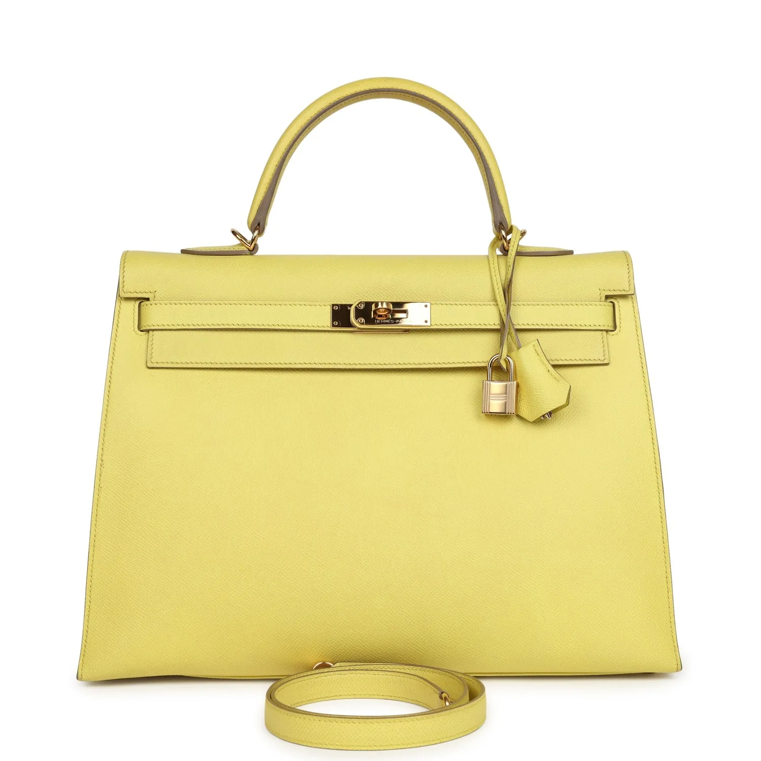 Herm??s Kelly Sellier 35 Soufre Epsom Gold Hardware
