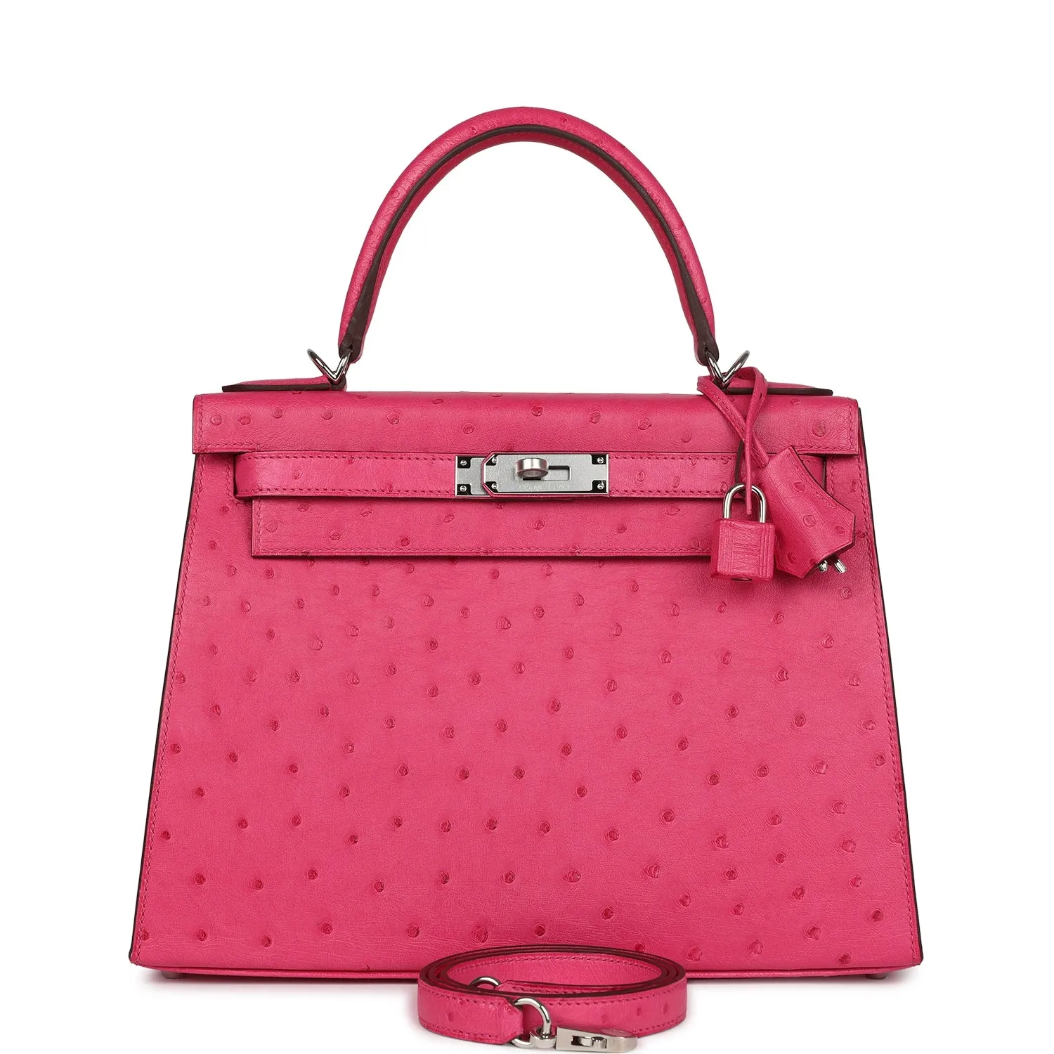 Herm??s Kelly Sellier 28 Rose Tyrien Ostrich Palladium Hardware
