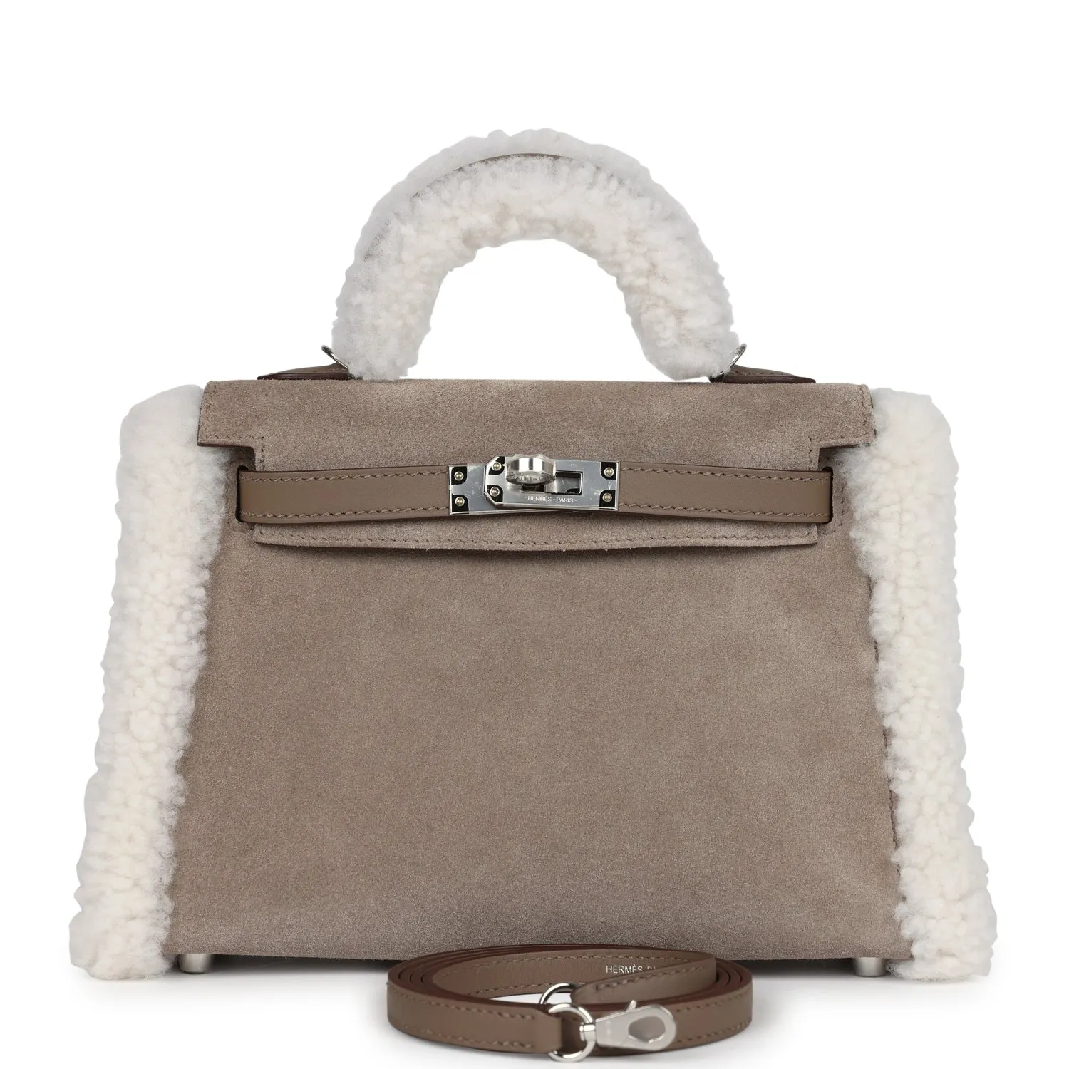 Herm??s Teddy Kelly 20 Gris Caillou and Etoupe Swift Palladium Hardware
