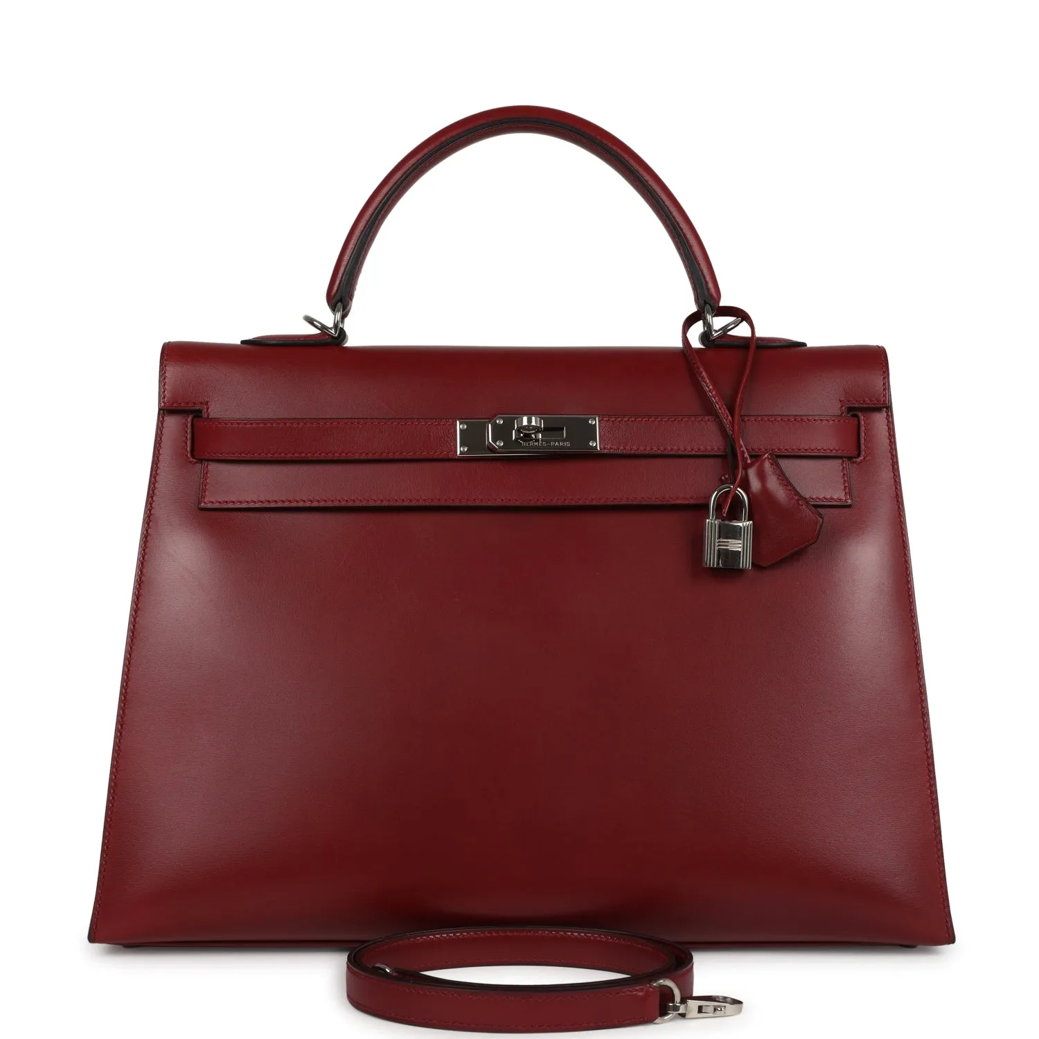 Herm??s Kelly Sellier 35 Rouge H Box Palladium Hardware