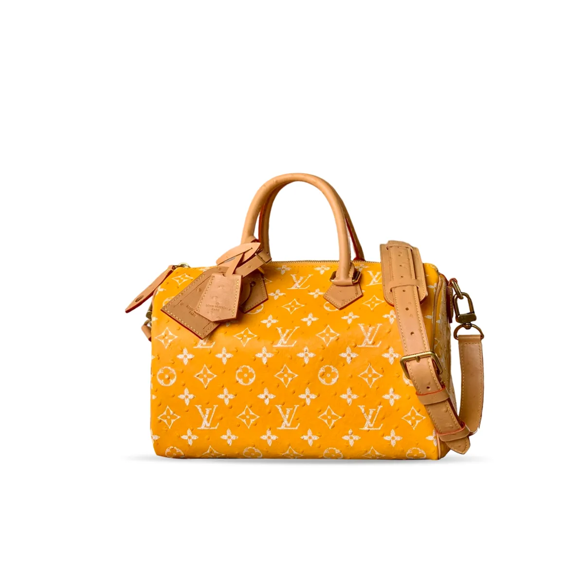 Louis Vuitton Speedy P9 Bandouli??re 30 Monogram Ostrich-Embossed Cowhide M14021