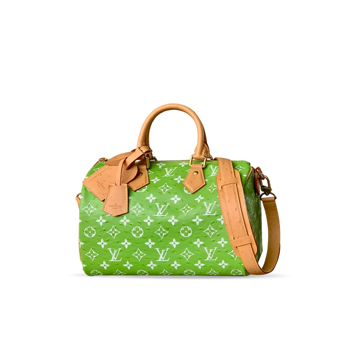 Louis Vuitton Speedy P9 Bandouli??re 30 Monogram Ostrich-Embossed Cowhide M14021