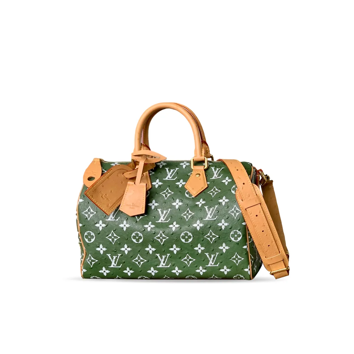 Louis Vuitton Speedy P9 Bandouli??re 30 Monogram Ostrich-Embossed Cowhide M14021