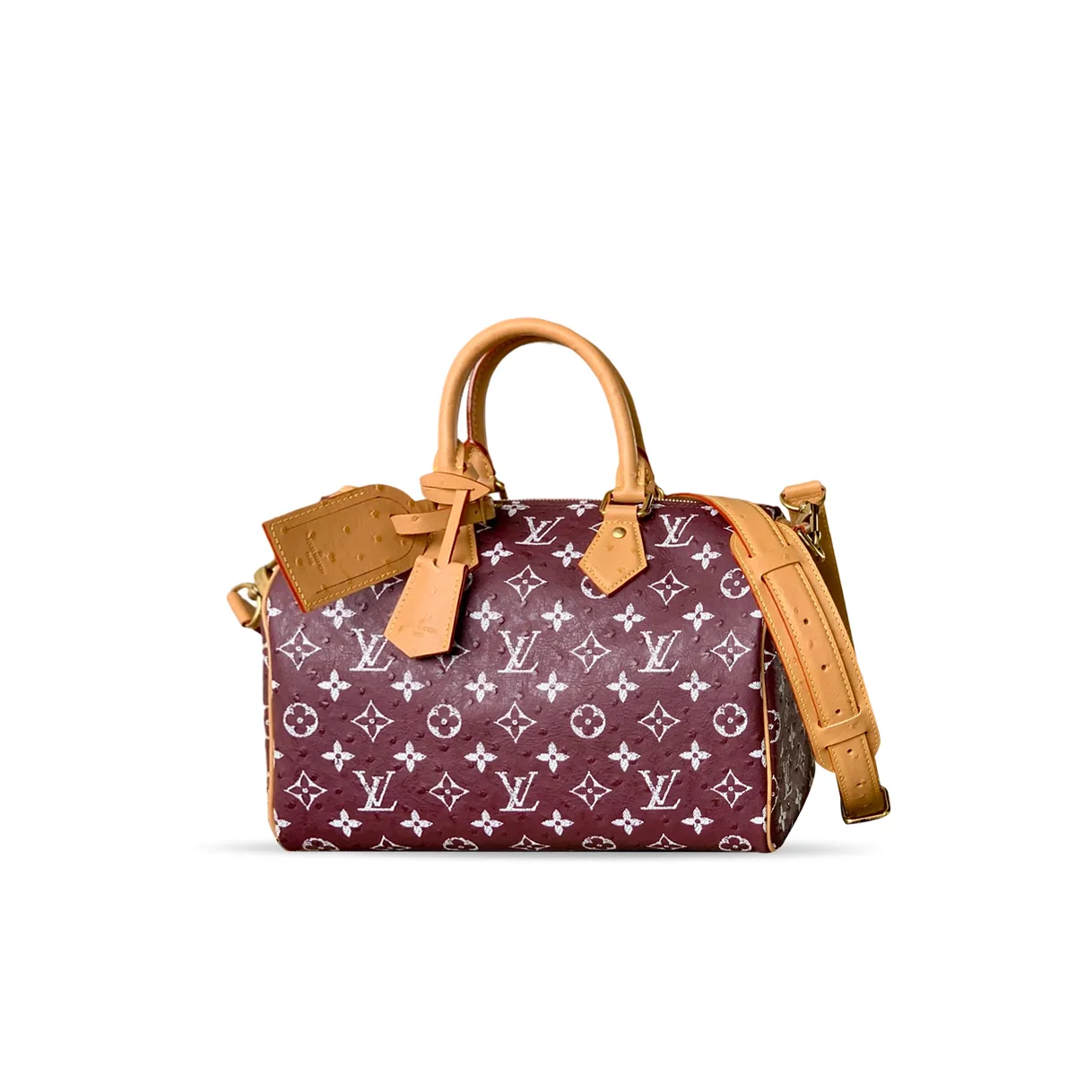 Louis Vuitton Speedy P9 Bandouli??re 30 Monogram Ostrich-Embossed Cowhide M14021