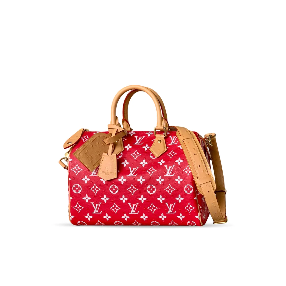 Louis Vuitton Speedy P9 Bandouli??re 30 Monogram Ostrich-Embossed Cowhide M14021