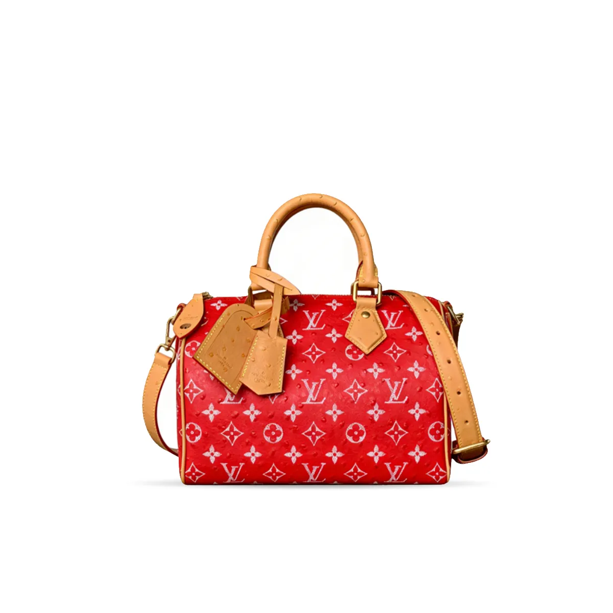 Louis Vuitton Speedy P9 Bandouli??re 25 Monogram Ostrich-Embossed Cowhide M24437