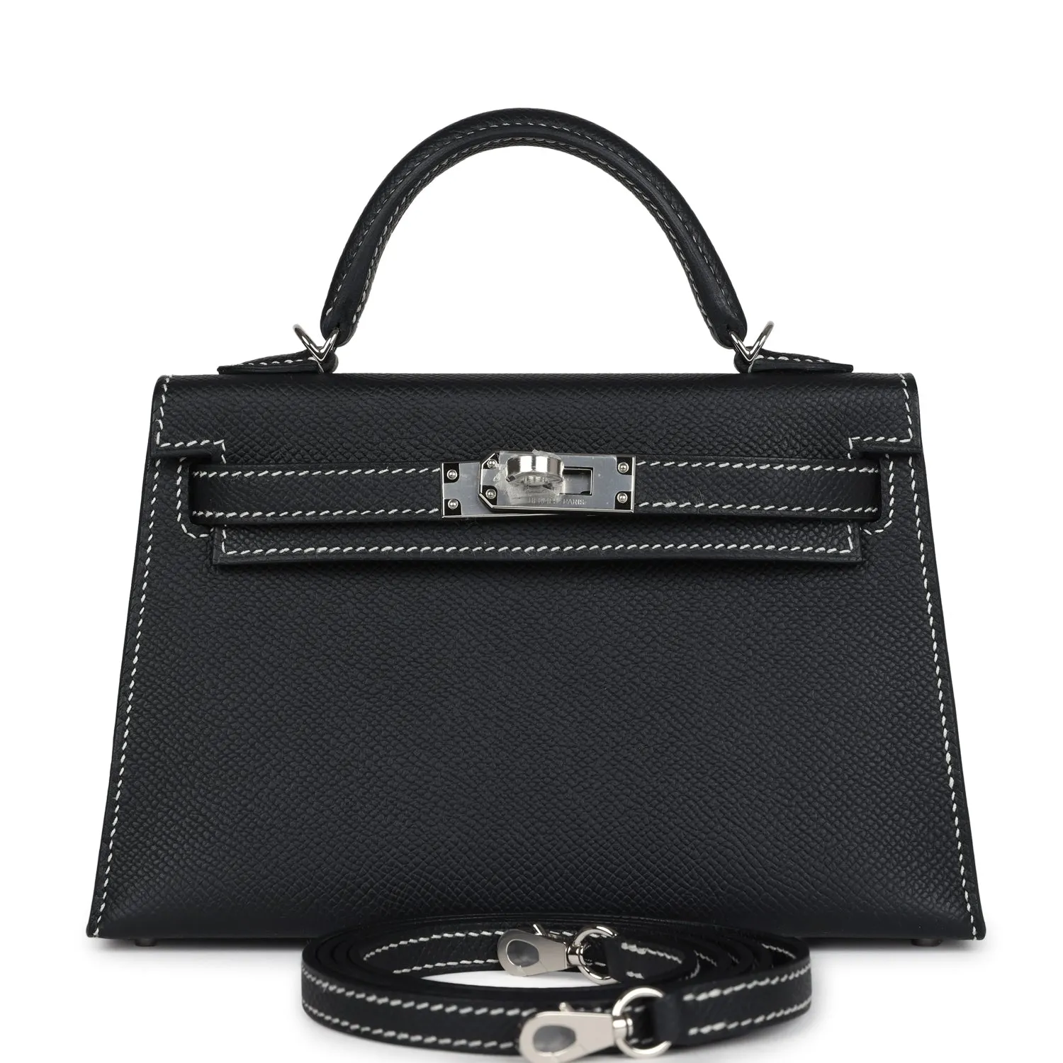 Herm??s Special Order (HSS) Kelly Sellier 20 Black Verso Epsom Palladium Hardware