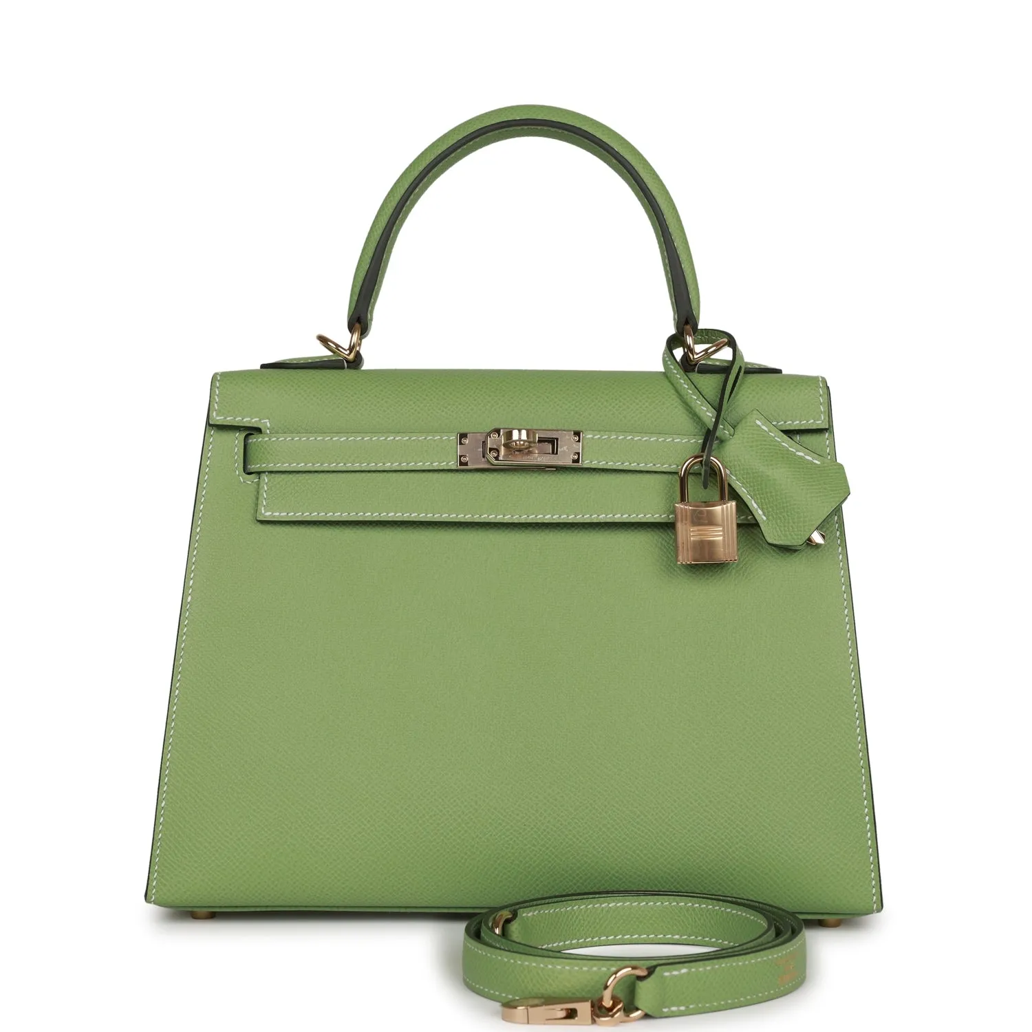 Herm??s Special Order (HSS) Kelly Sellier 25 Vert Criquet Epsom Permabrass Hardware