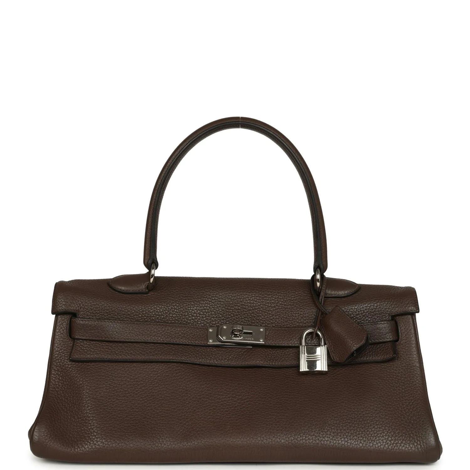 Herm??s Shoulder Kelly 42 JPG Chocolate Clemence Palladium Hardware