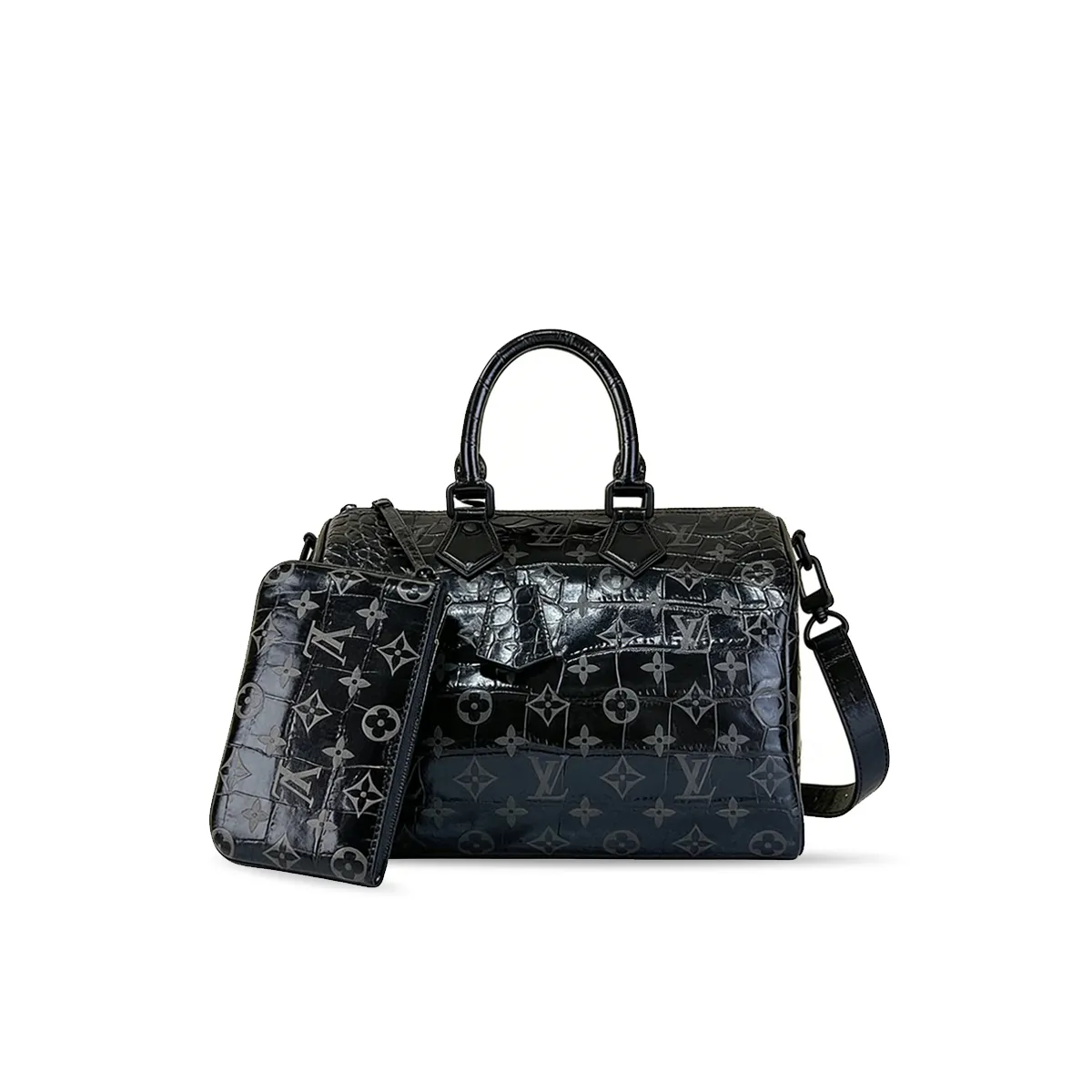Louis Vuitton Speedy P9 Bandouli??re 30 Monogram Crocodile-Embossed Cowhide M11064