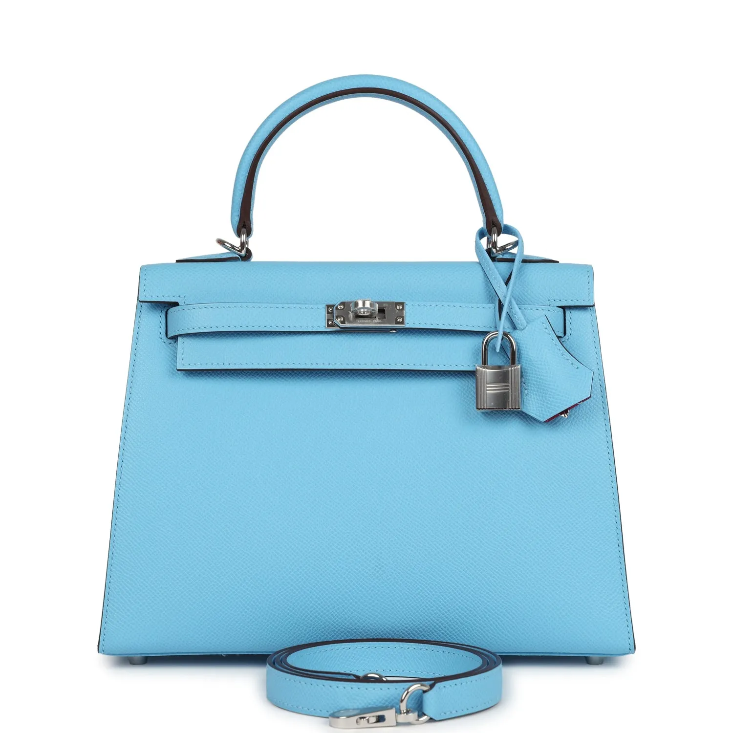 Herm??s Special Order (HSS) Kelly Sellier 25 Bleu Celeste Verso Epsom Palladium Hardware