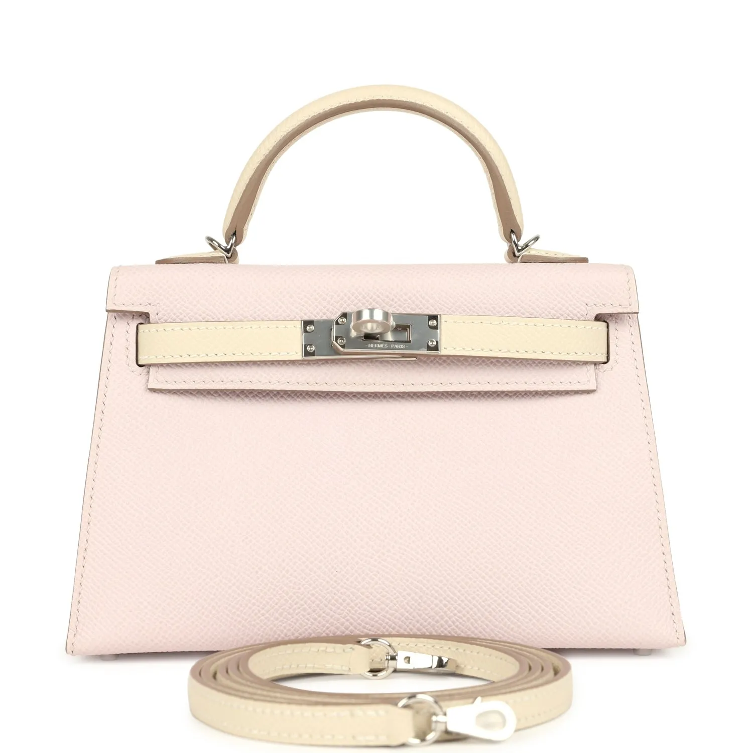 Herm??s Special Order (HSS) Kelly Sellier 20 Mauve Pale and Craie Epsom Palladium Hardware