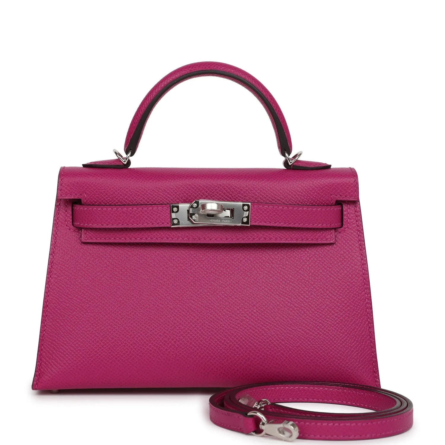 Herm??s Special Order (HSS) Kelly Sellier 20 Rose Pourpre Verso Epsom Palladium Hardware