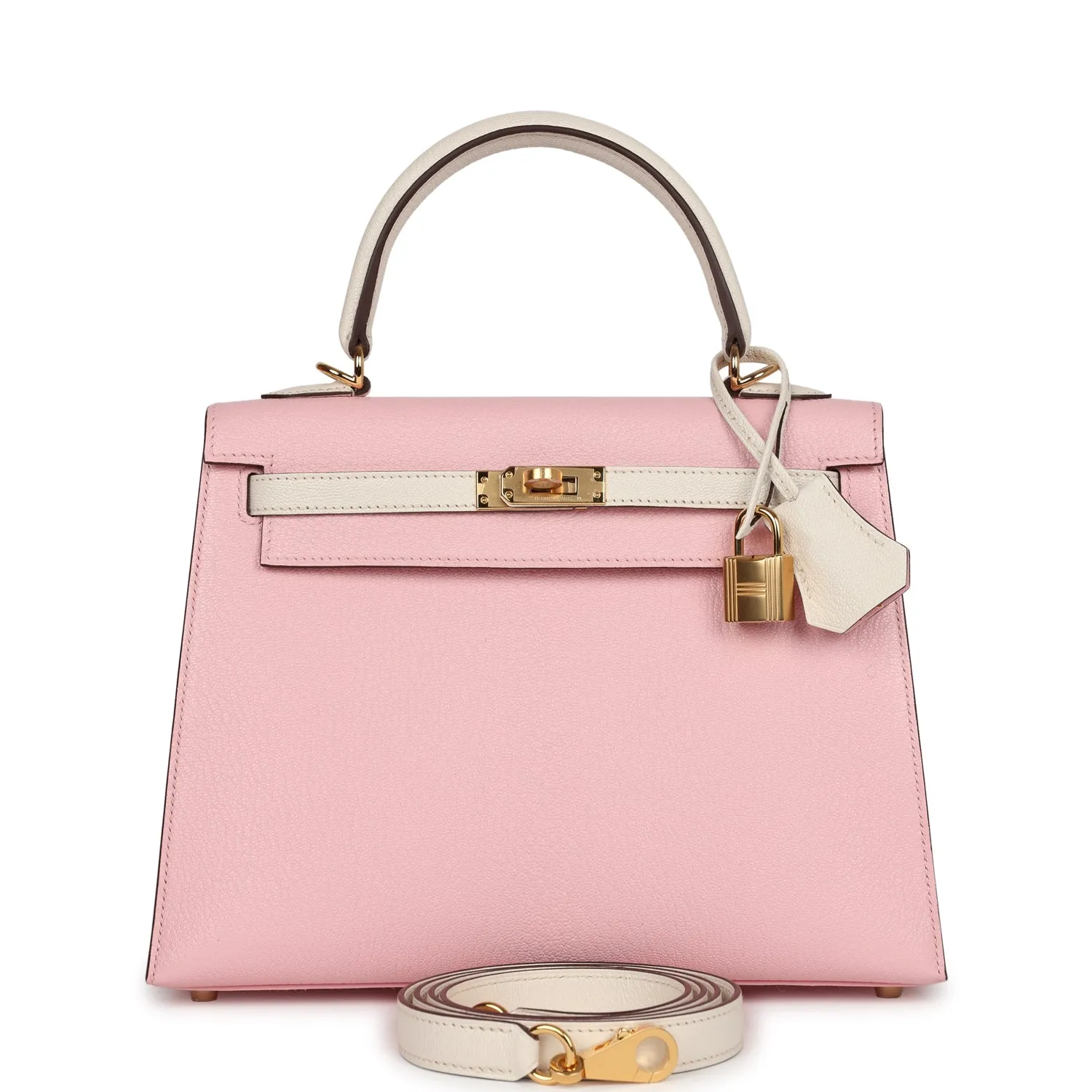Herm??s Special Order (HSS) Kelly Sellier 25 Rose Sakura and Nata Chevre Gold Hardware