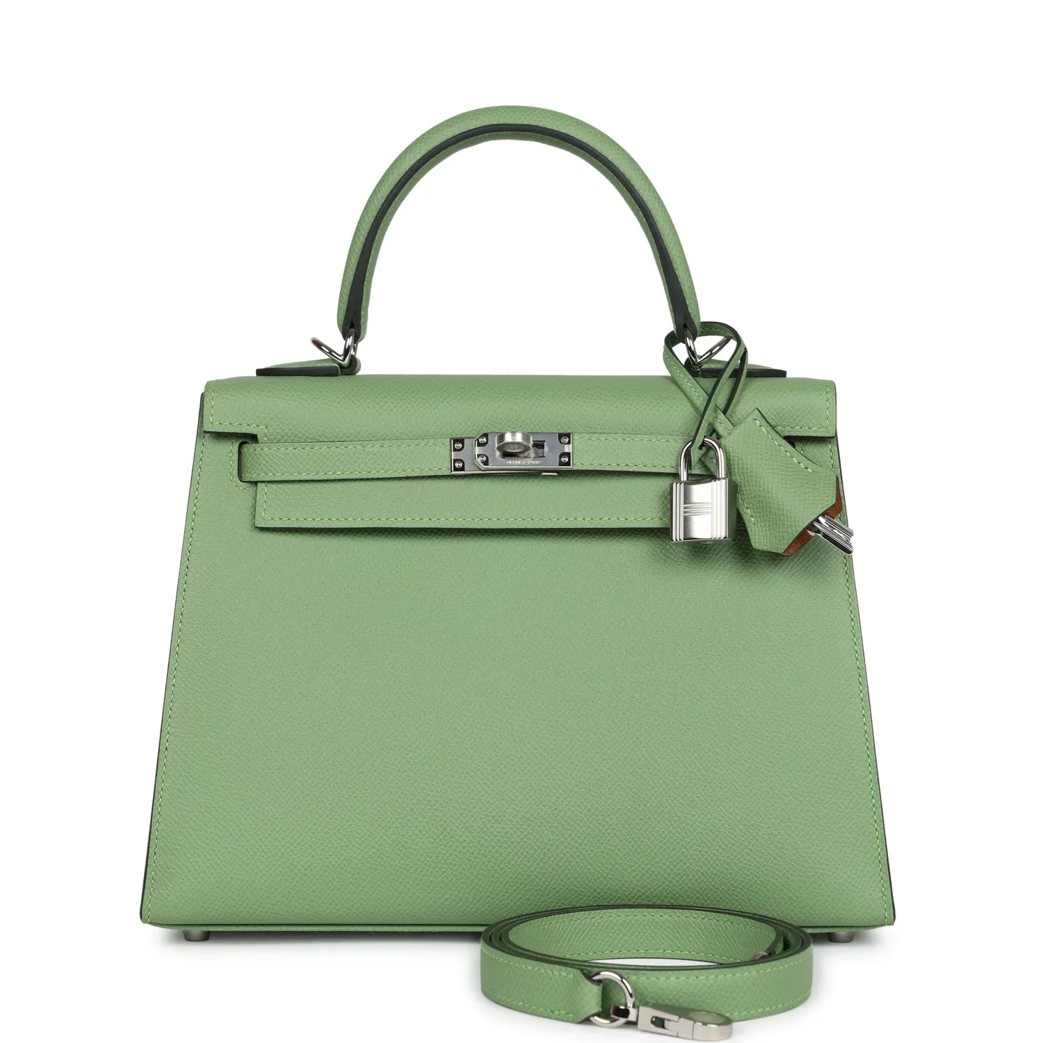 Herm??s Special Order (HSS) Kelly Sellier 25 Vert Criquet Verso Epsom Palladium Hardware