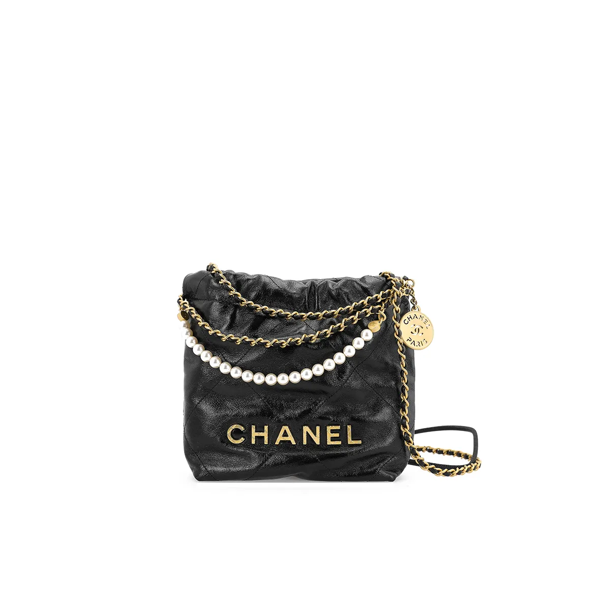 Chanel 22 Mini Handbag Calfskin & Gold-Tone Metal Black AS3980