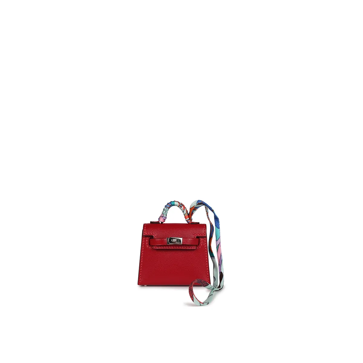 Herm??s Mini Kelly Twilly Bag Charm Rouge Vif Tadelakt Palladium Hardware