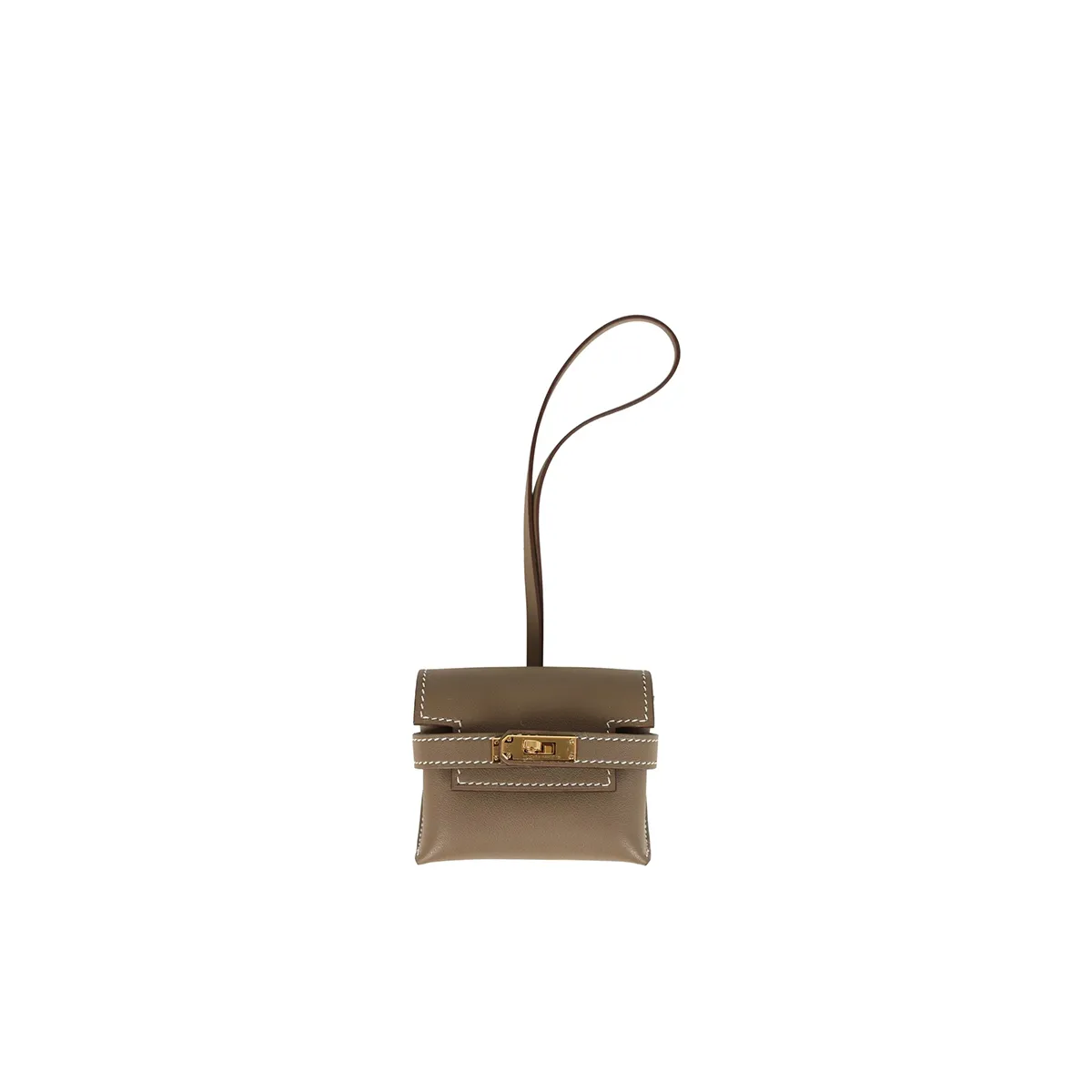 Herm??s Kelly Festival Bag Charm Etoupe Swift Gold Hardware
