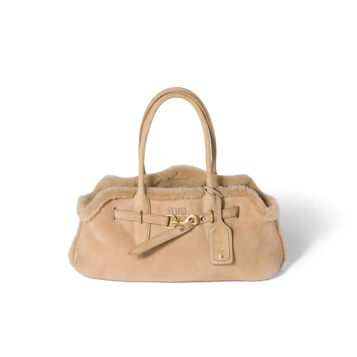 Miu Miu Aventure Large Shearling Tote Bag 5BG310