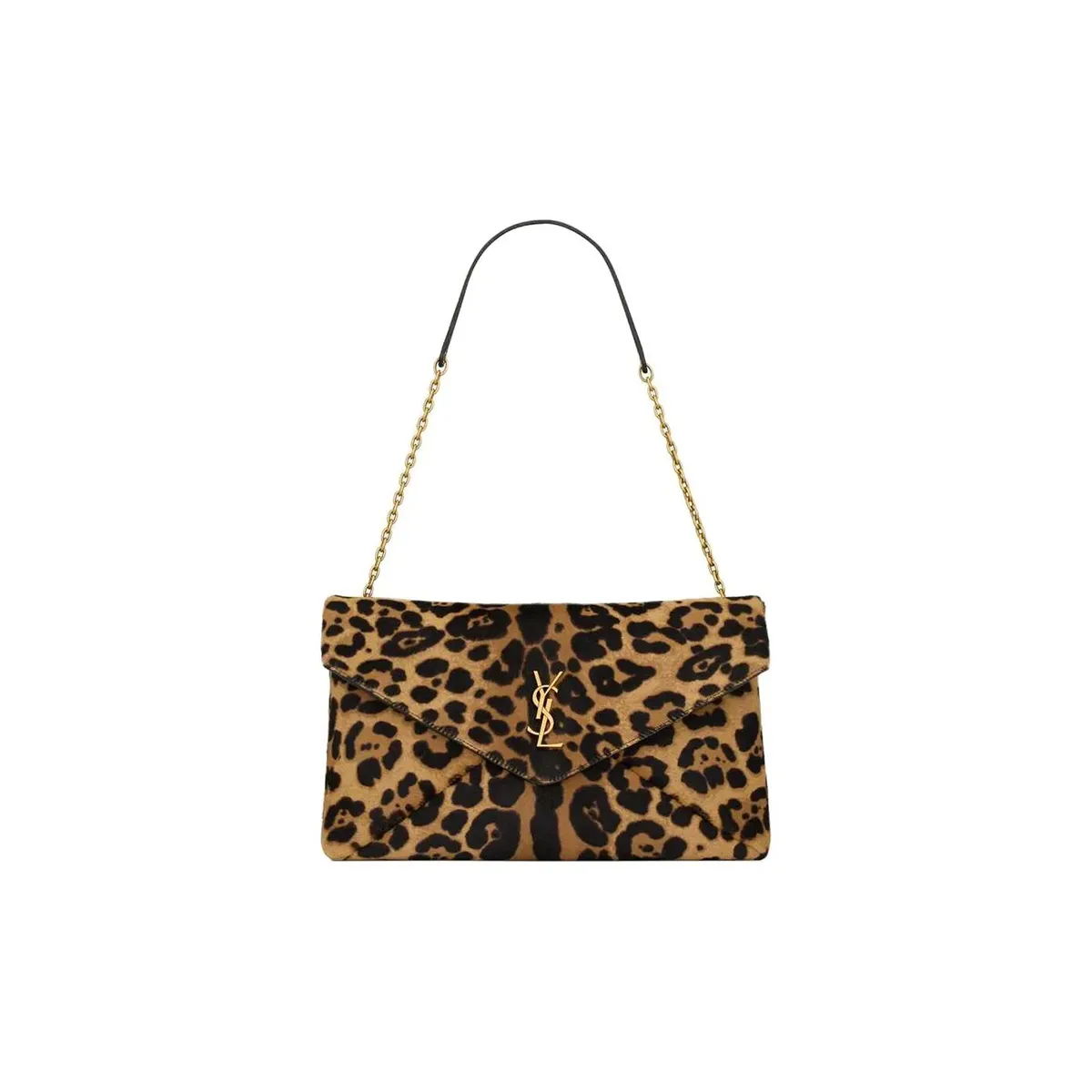 YSL Large Cassandre Large Pouch On Chain In Leopard Print Lambskin 853610