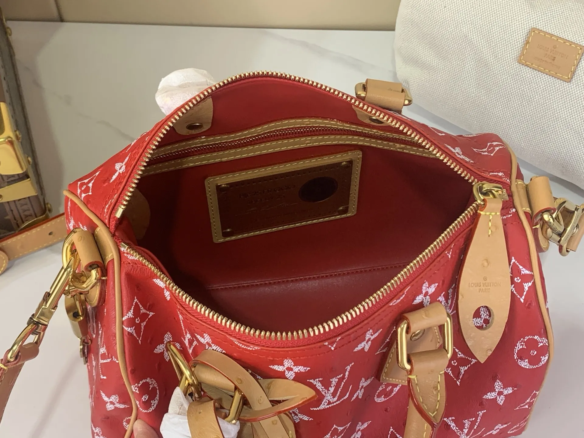 Louis Vuitton Speedy P9 Bandouli??re 30 Monogram Ostrich-Embossed Cowhide M14021 - 图片 10