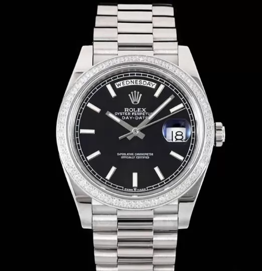 DayDate 228349 40mm Pres SS/SS Black/Stk GSF A3255 (Tungsten Heavy Version)