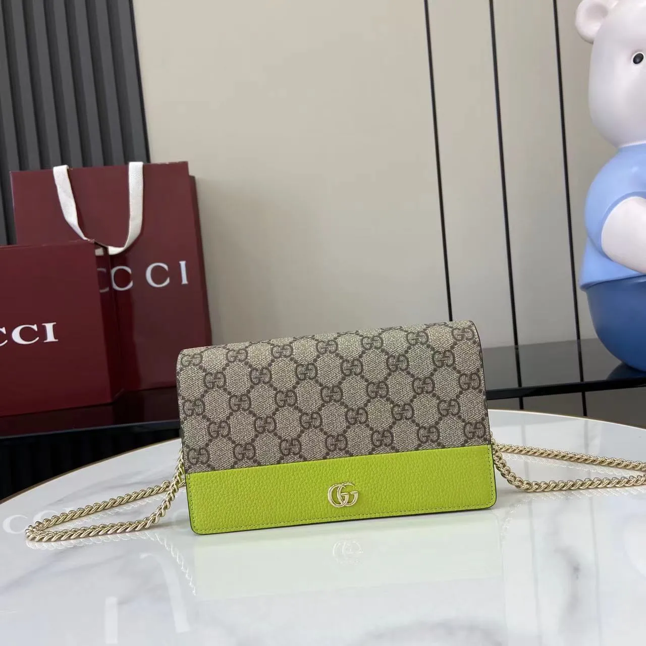 Alternative view of Gucci GG Marmont wallet on chain 497985