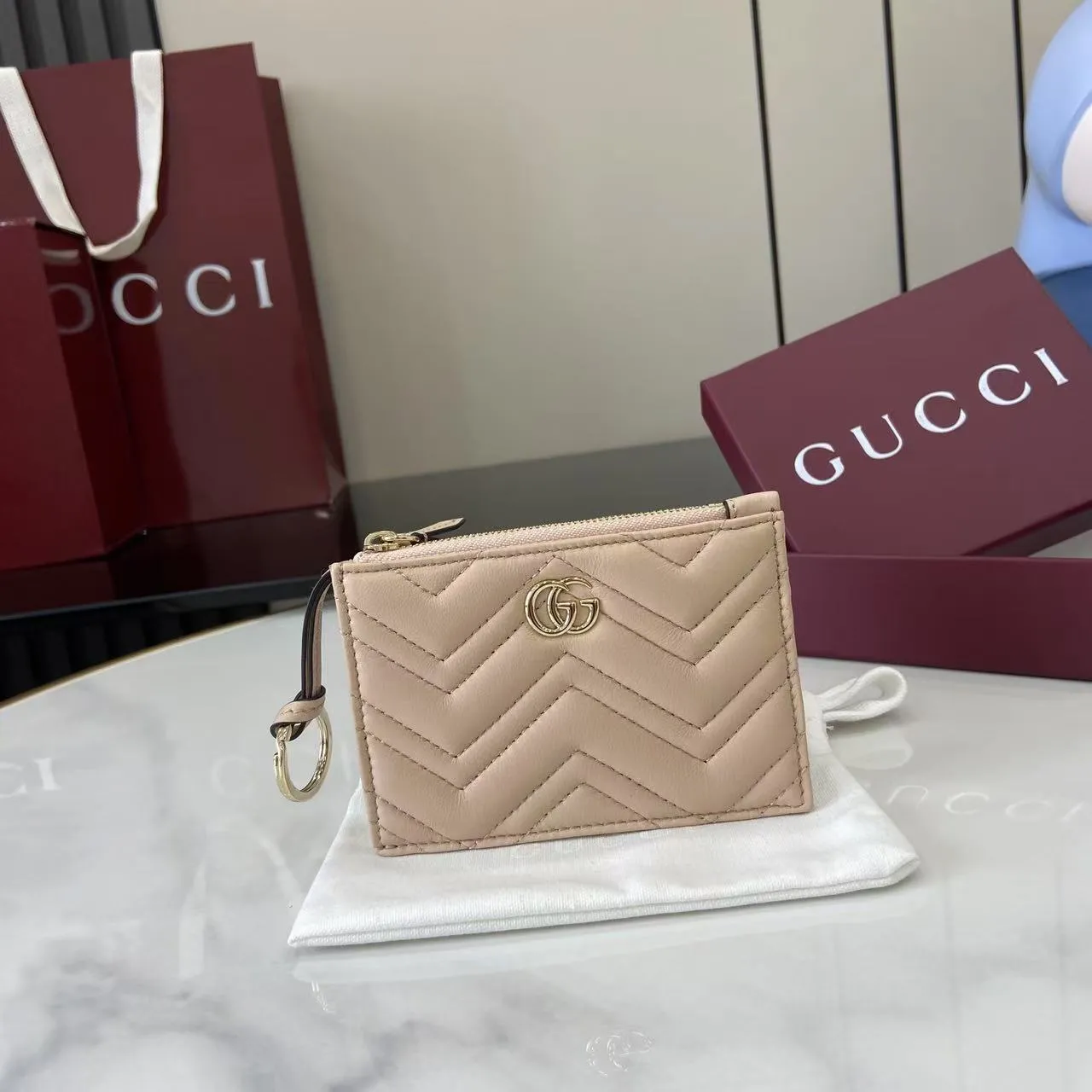 Alternative view of Gucci GG Marmont zip key pouch 837747
