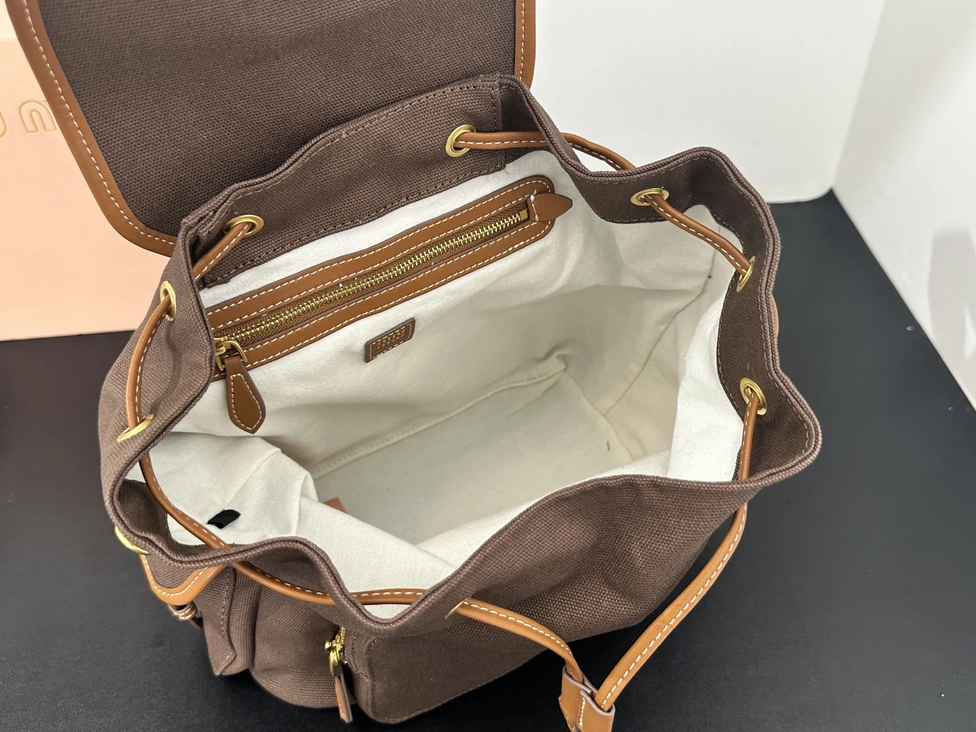 Miumiu Canvas and leather backpack 5BZ042 - Image 8