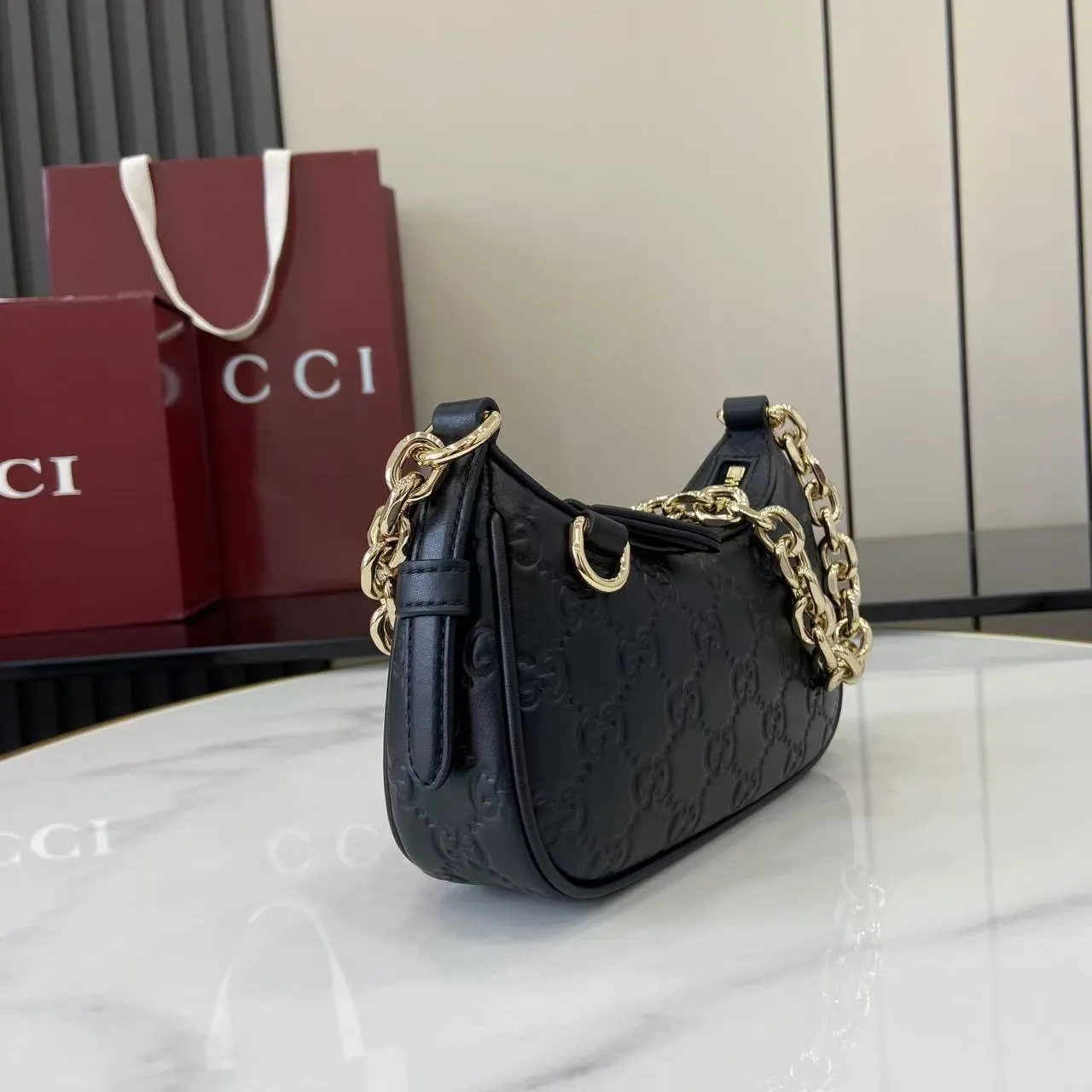 Gucci GG Emblem mini shoulder bag ?847091 - 图片 3