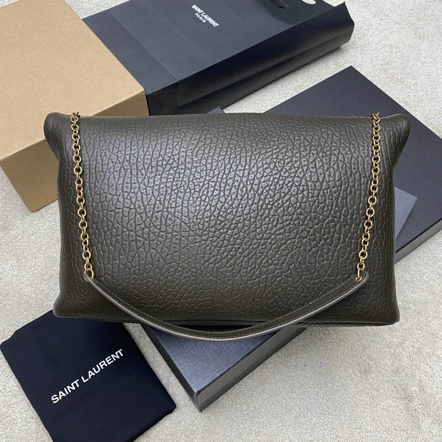 YSL Cassandre XXL Envelope Pouch On Chain In Lambskin 841702 - Image 3