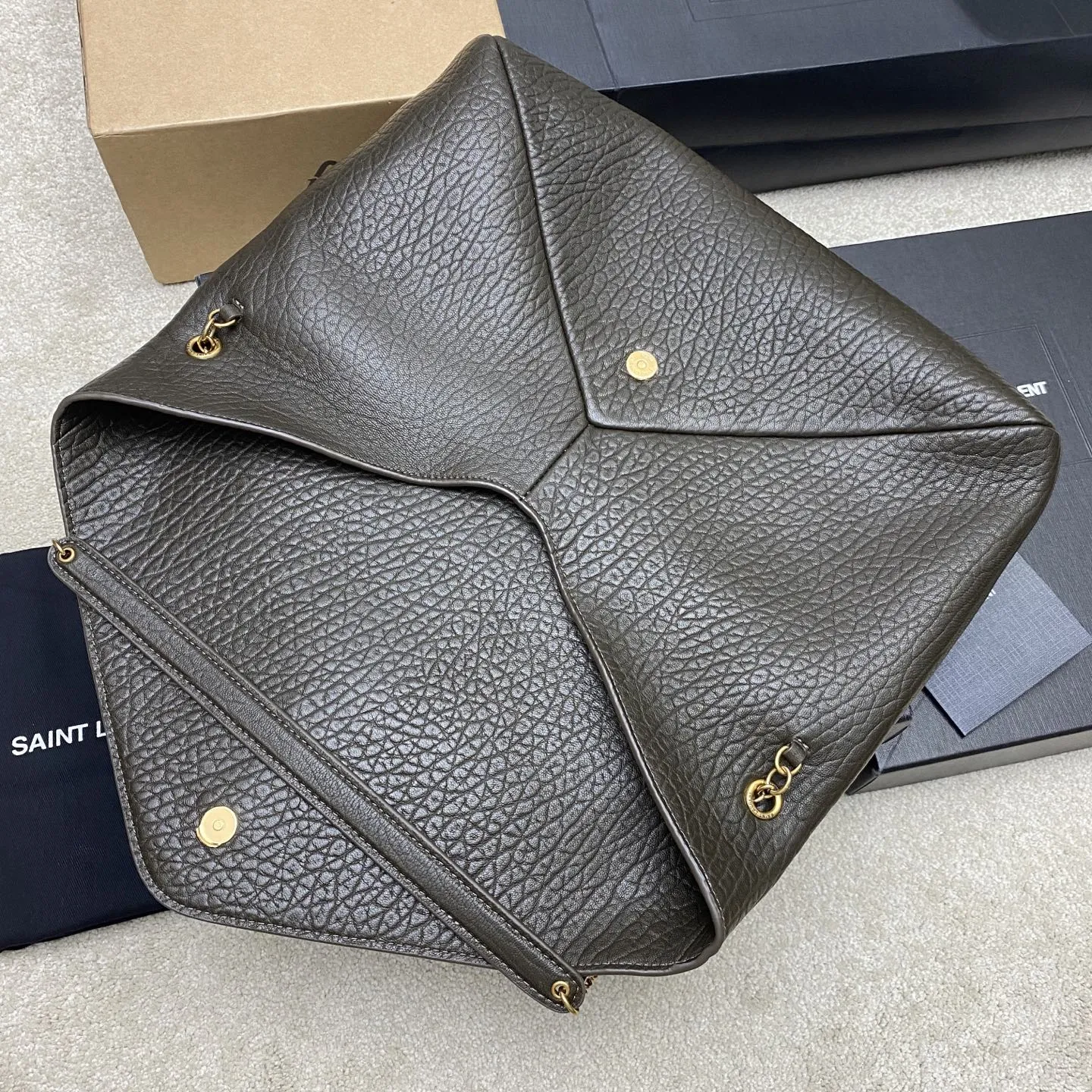 YSL Cassandre XXL Envelope Pouch On Chain In Lambskin 841702 - Image 8