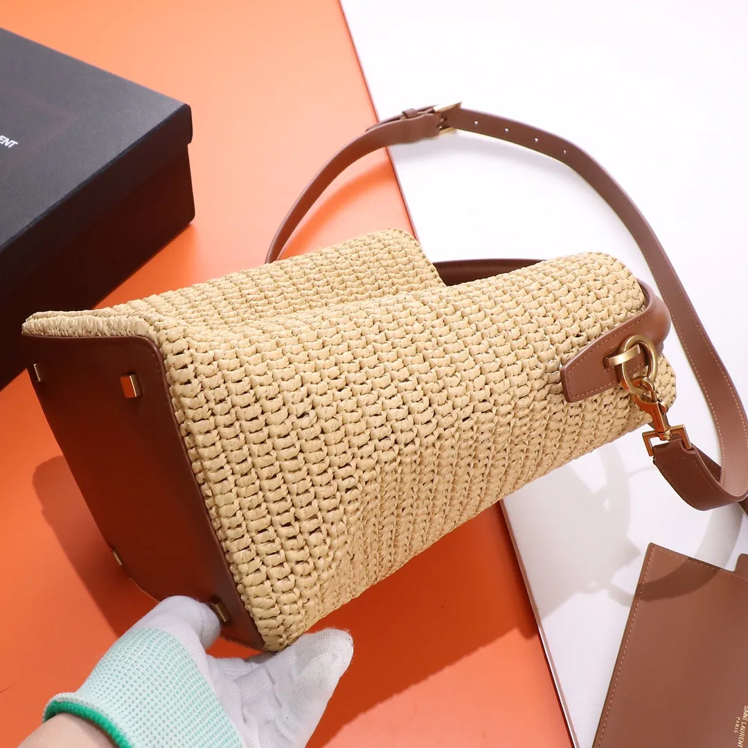 YSL LE 37 in woven raffia and vegetable-tanned leather 773991 - Image 4