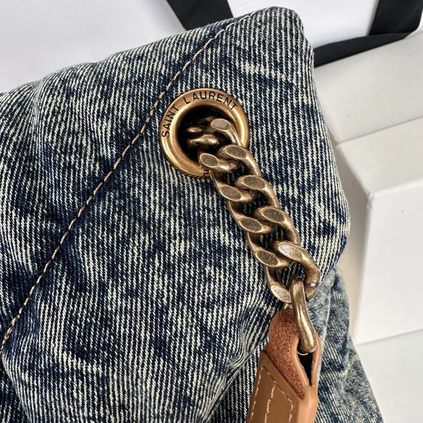 YSL PUFFER MEDIUM in suede and denim 577475 - Image 8