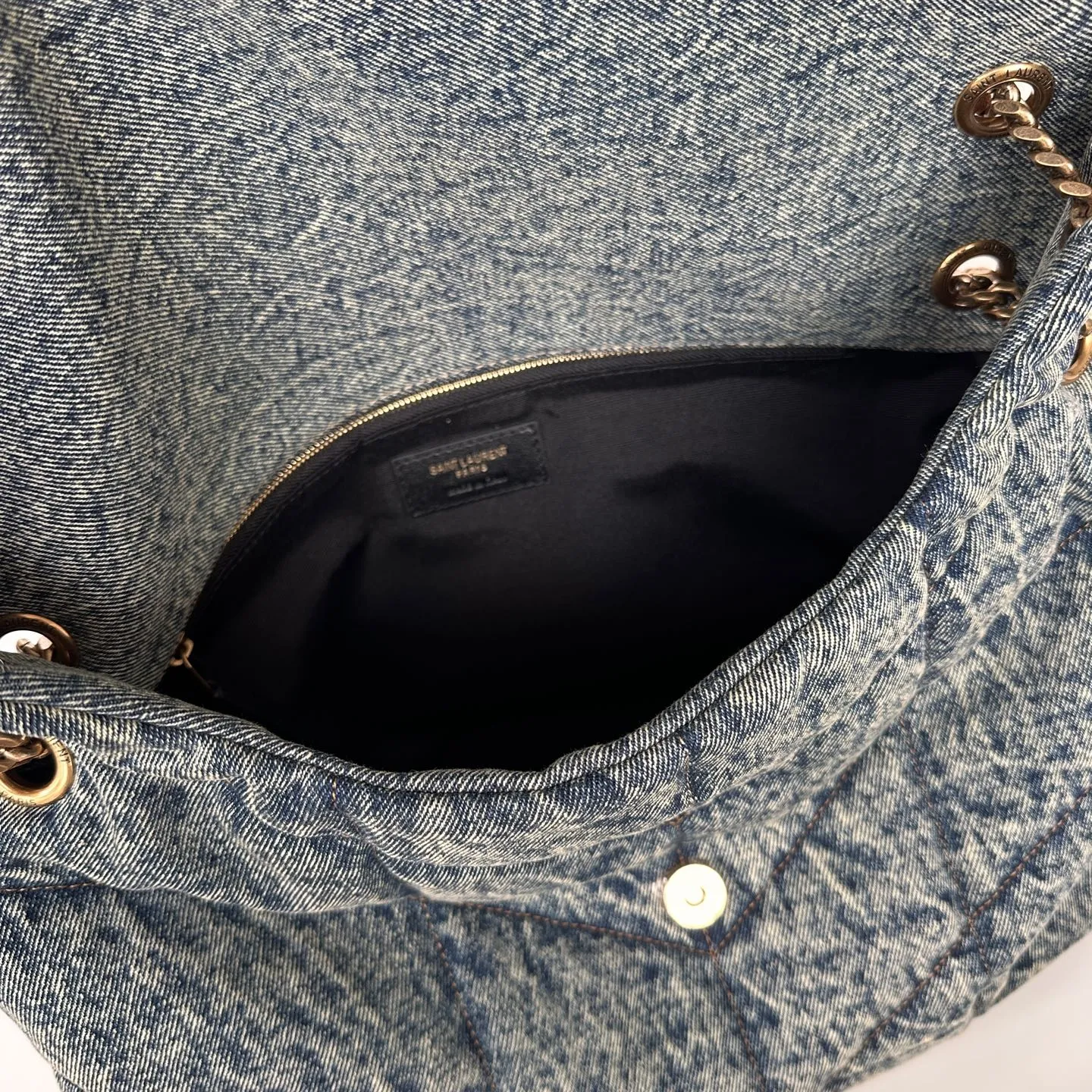 YSL PUFFER MEDIUM in suede and denim 577475 - Image 10