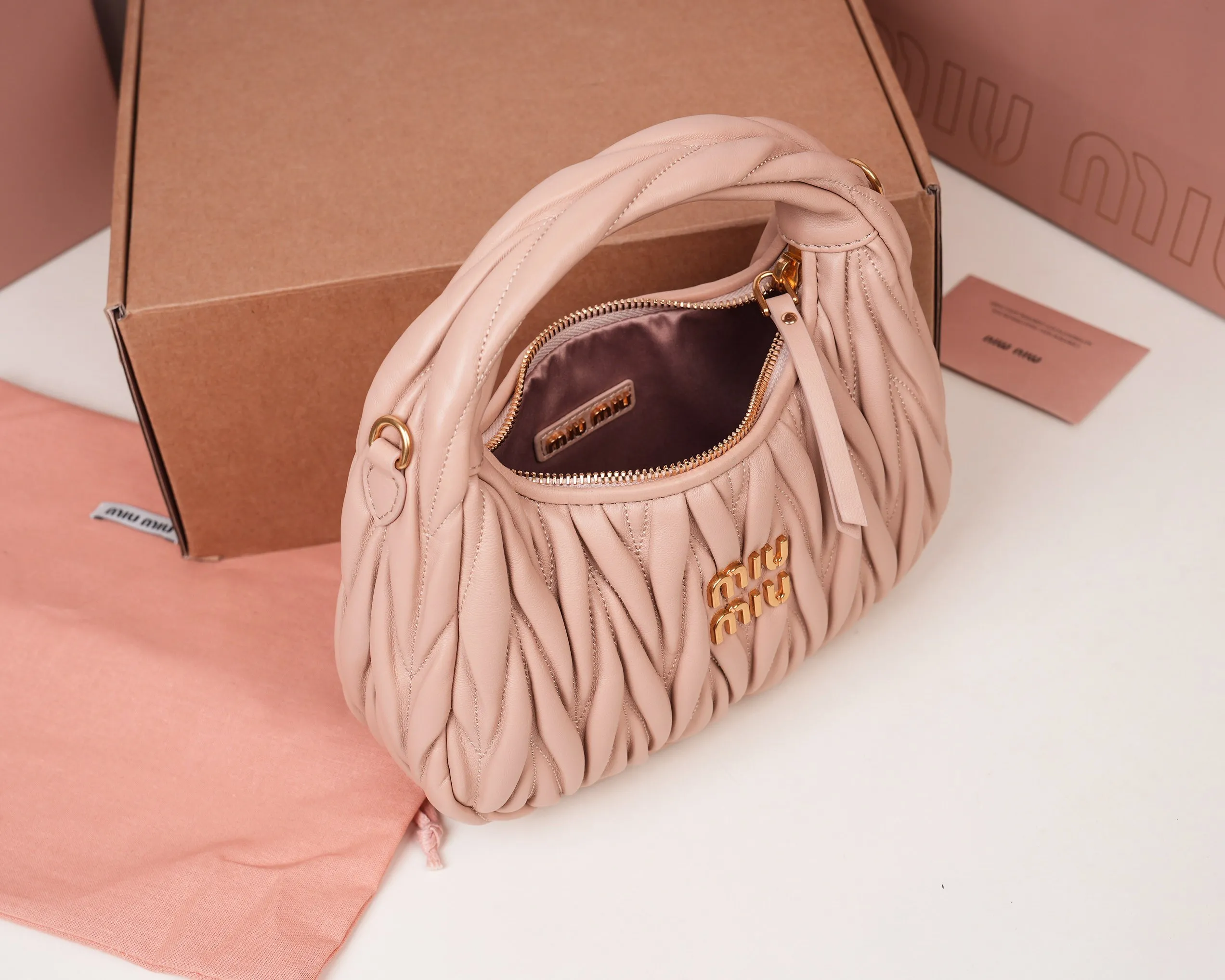 MiuMiu Wander matelass?? nappa leather hobo bag 5BC125 - 图片 10