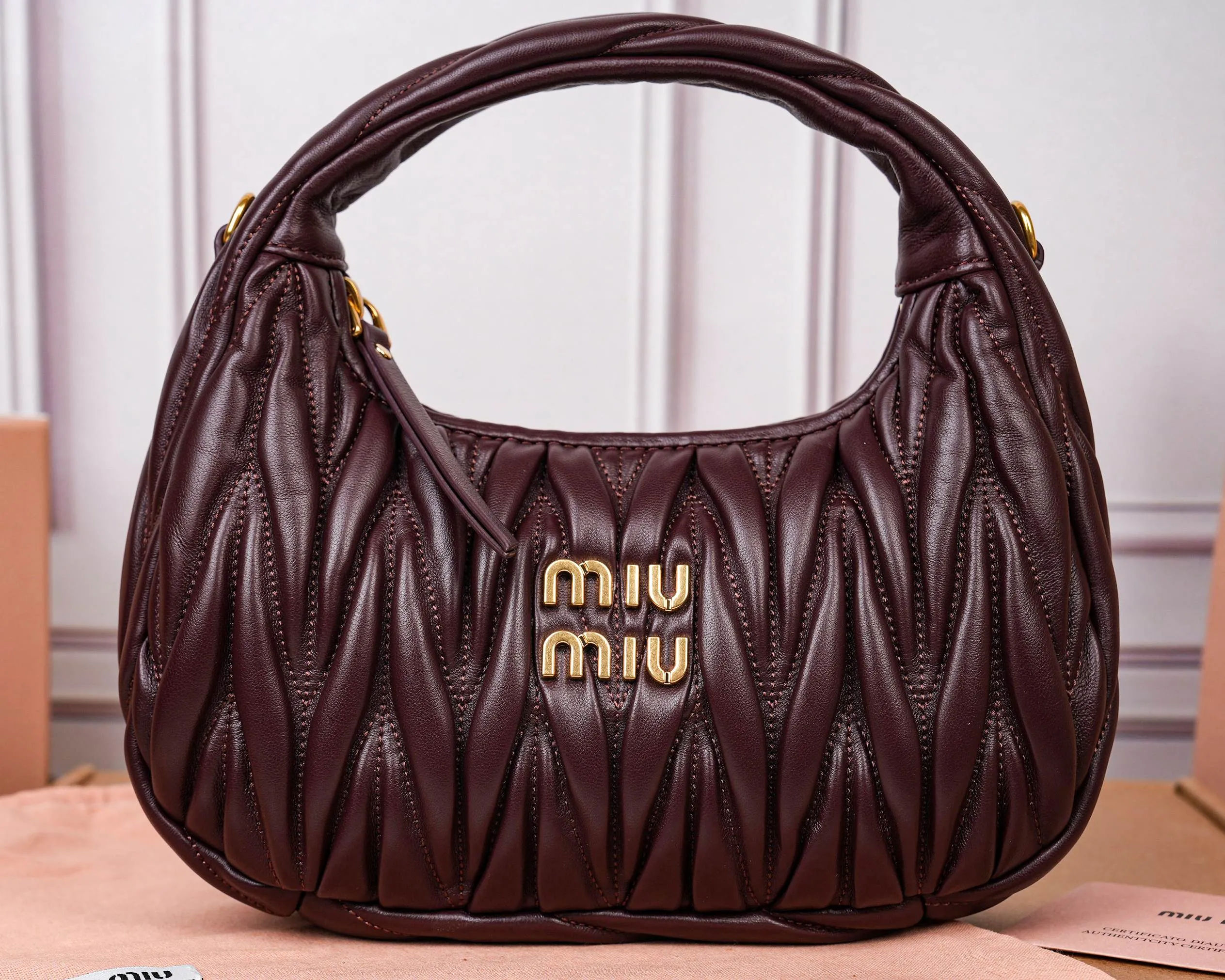 MiuMiu Wander matelass?? nappa leather hobo bag 5BC125 - 图片 7