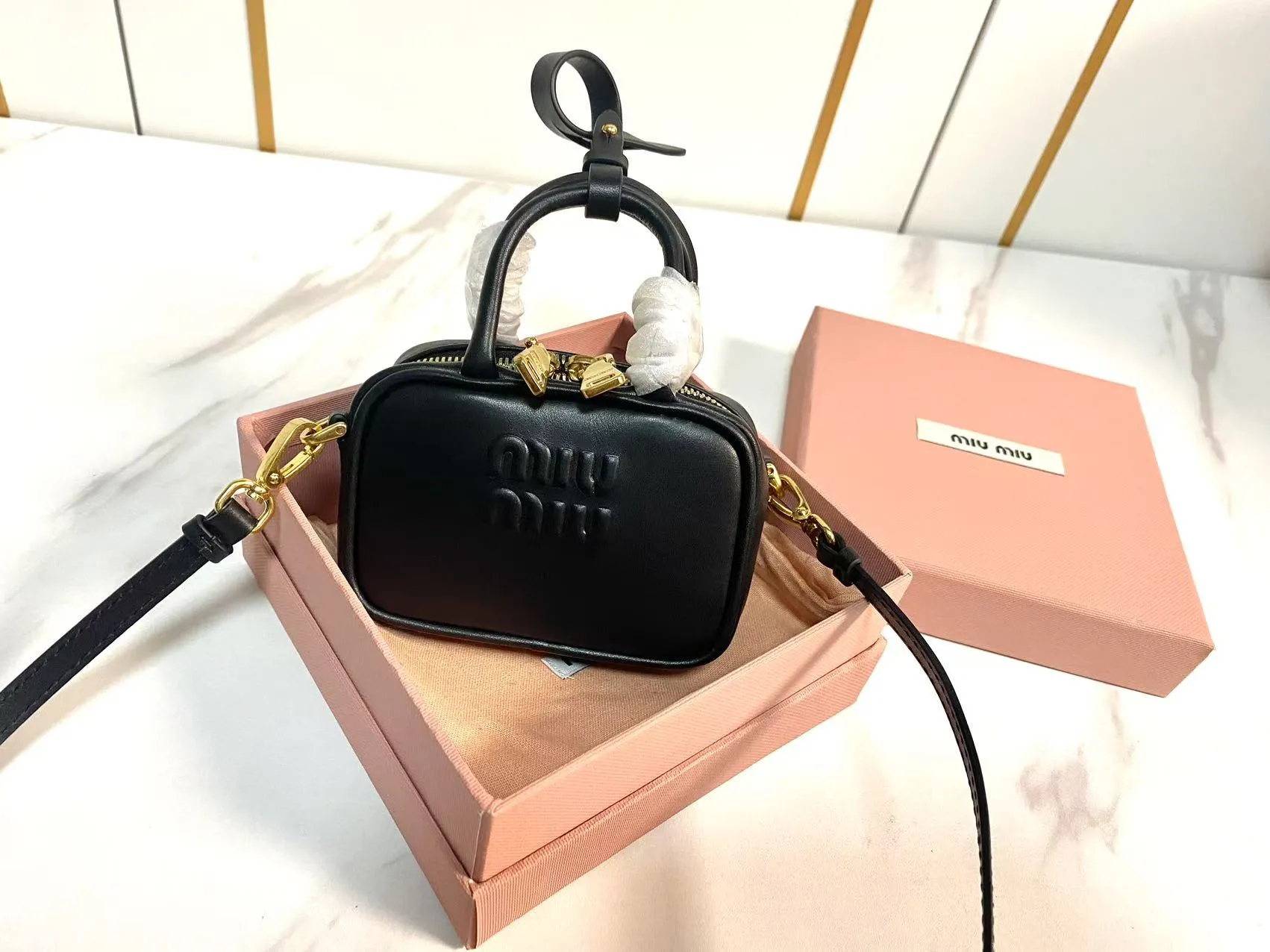 MiuMiu Beau leather micro-bag 5NR036 - Image 9