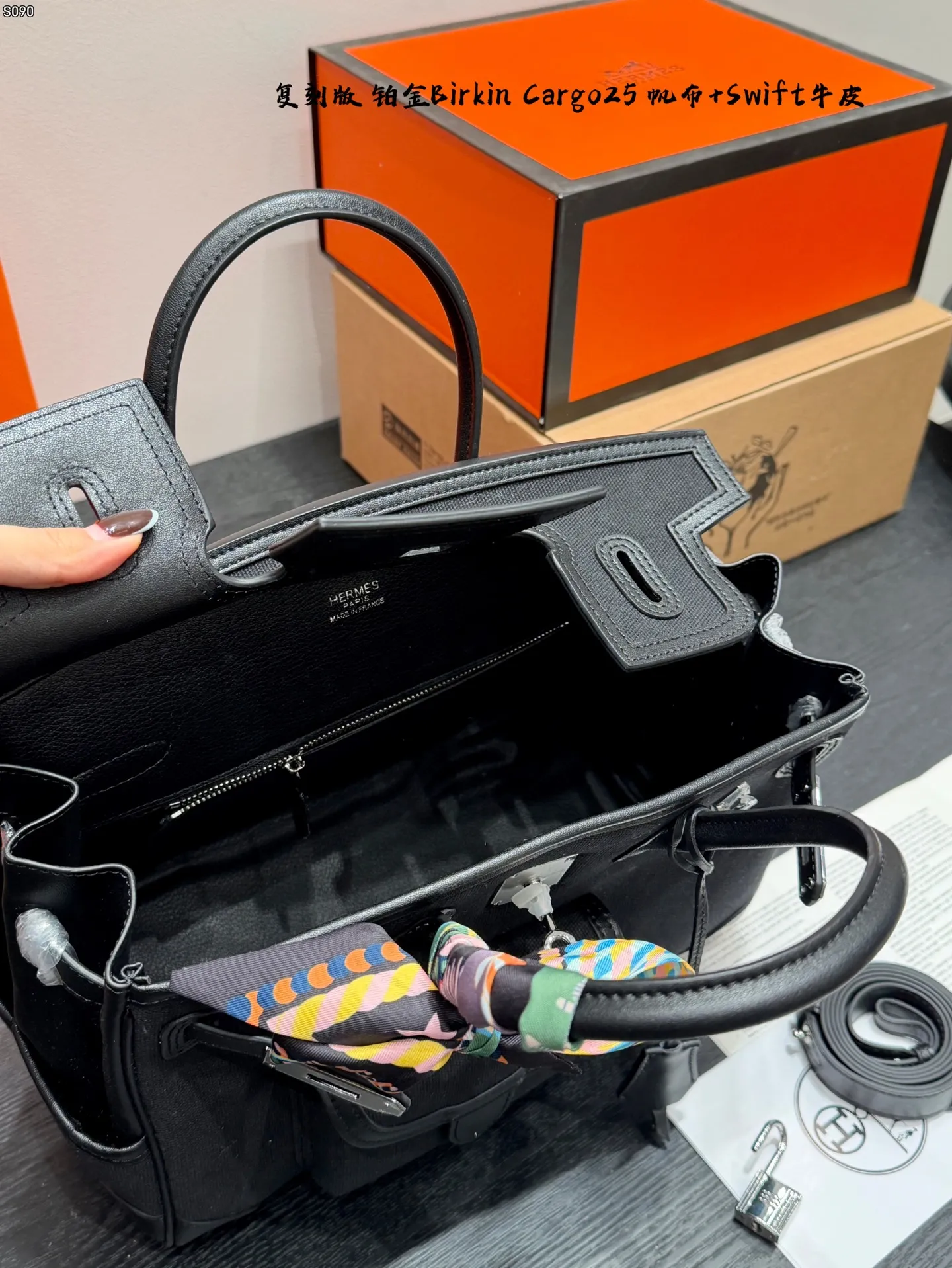 Herm??s Birkin 25 Cargo Black Toile Goeland and Black Swift Palladium Hardware - 图片 10
