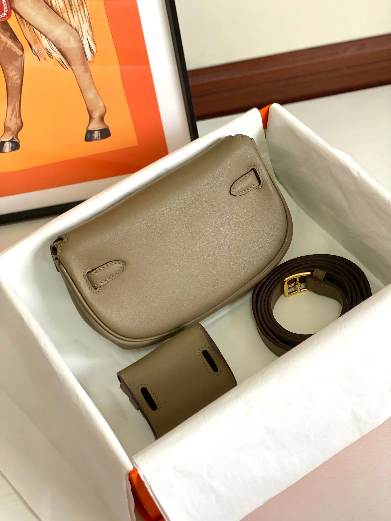 Herm??s Kelly Moove Etoupe Swift Gold Hardware - 图片 3